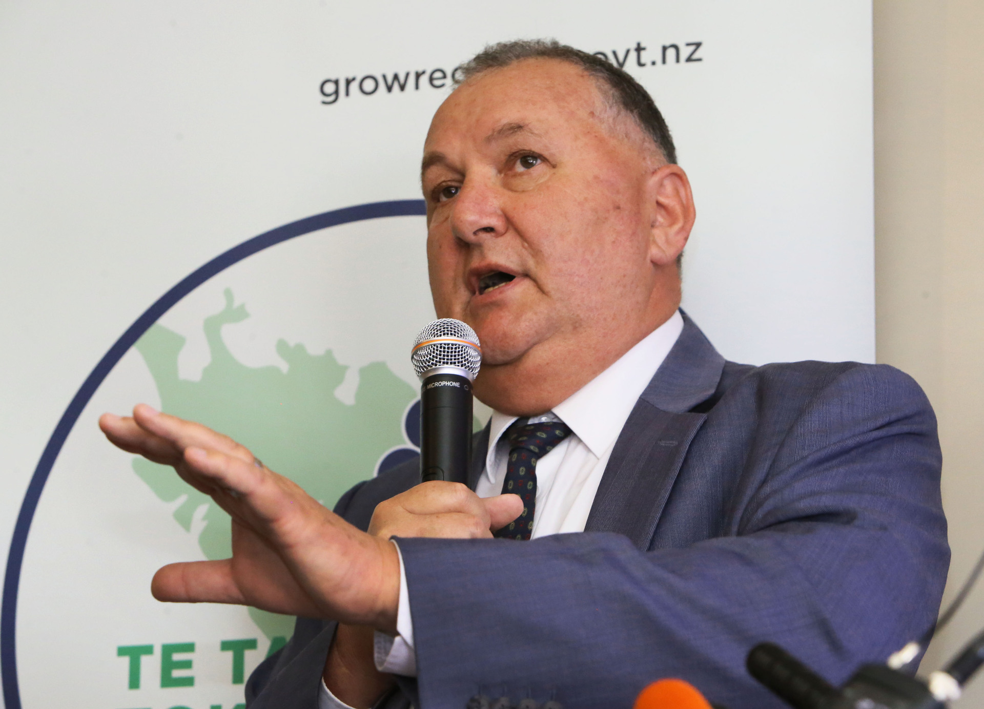 New Zealand First's Shane Jones makes PGF announcement in Whangarei. Photo / Tania Whyte