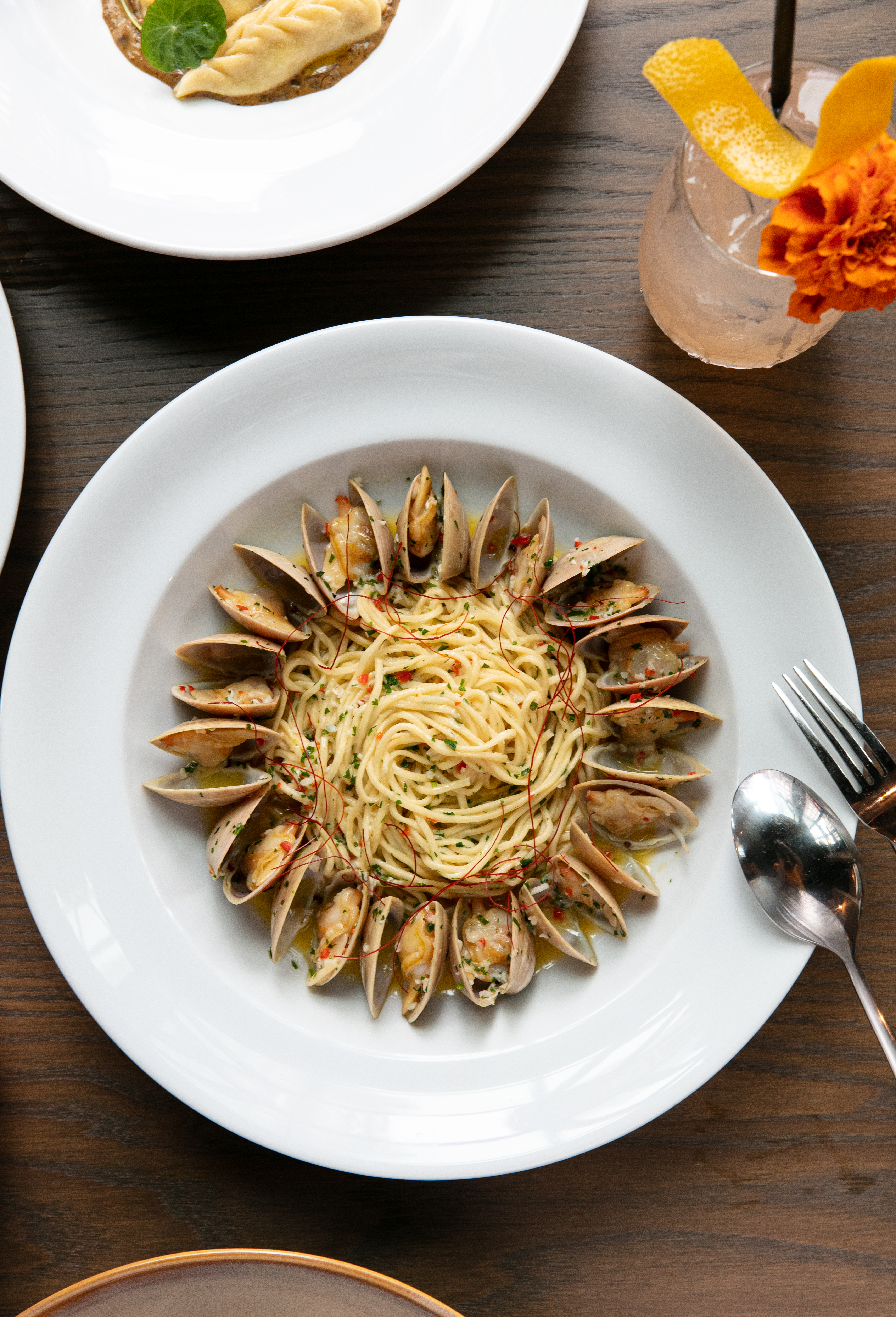 Italian restaurant Bossi’s artful vongole pasta. Photo /  Babiche Martens