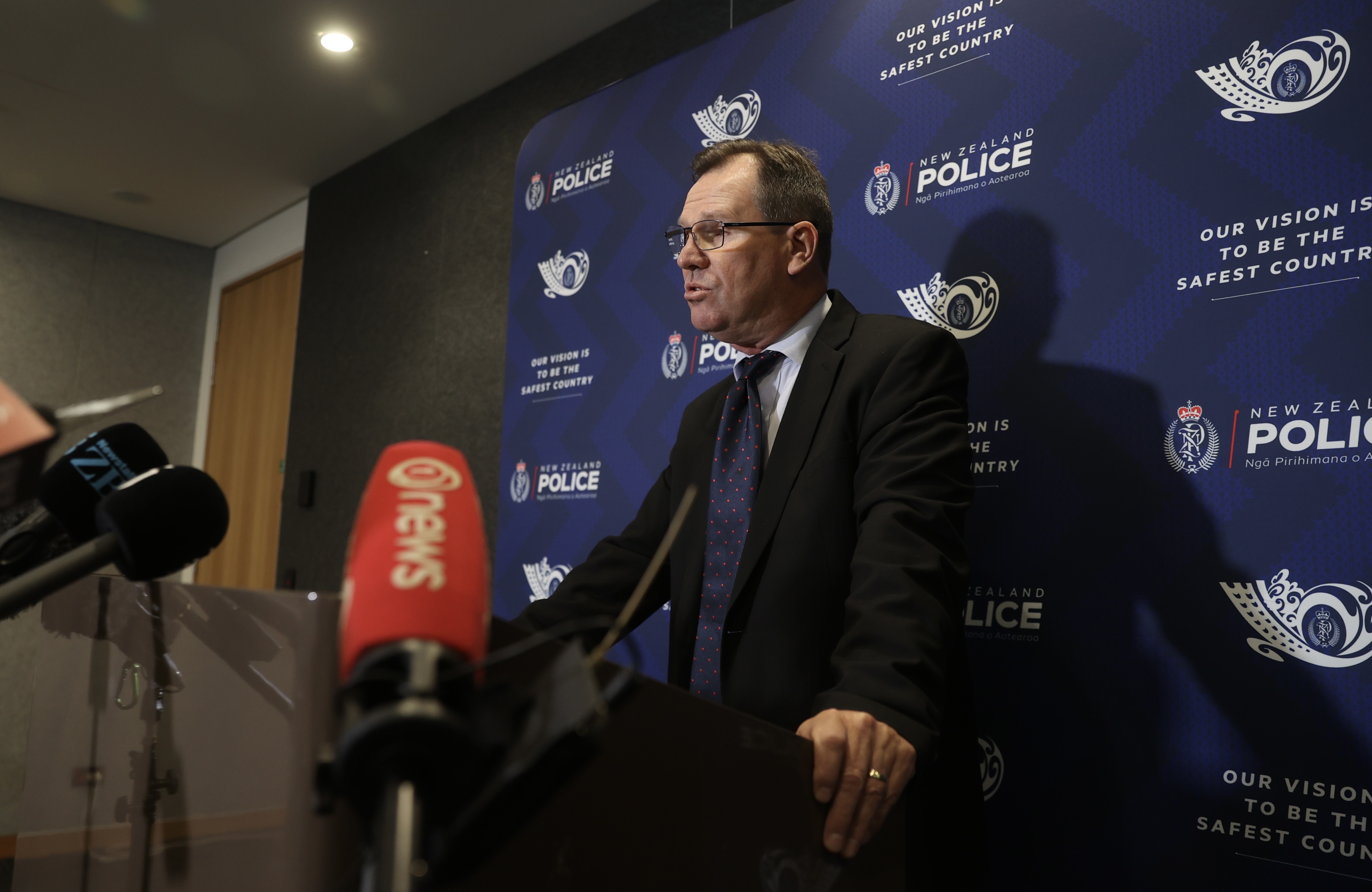 Detective Inspector Darrin Thomson speaking in Christchurch on Thursday. Photo / George Heard