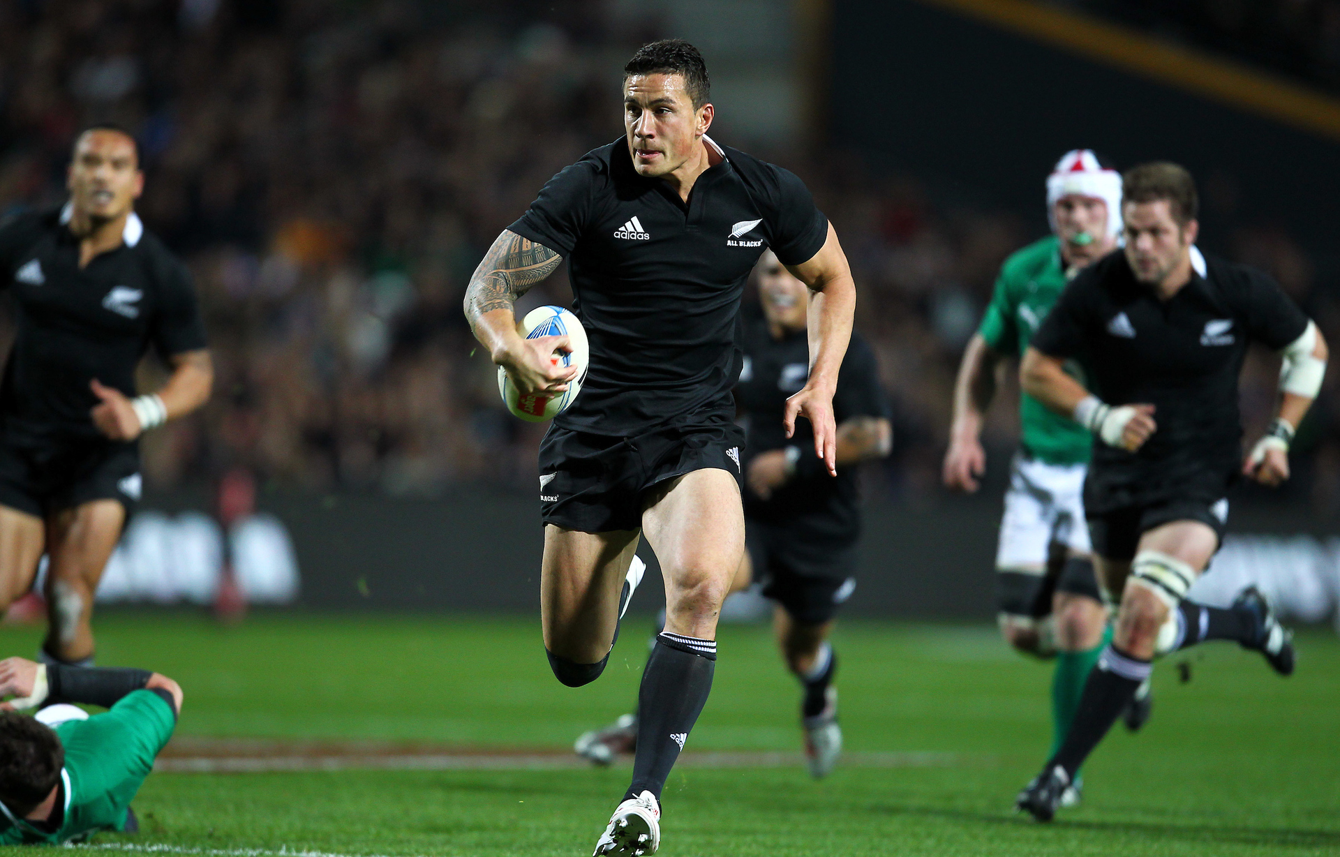 Sonny Bill Williams makes a break during a 2012 test against Ireland. Photo / Photosport