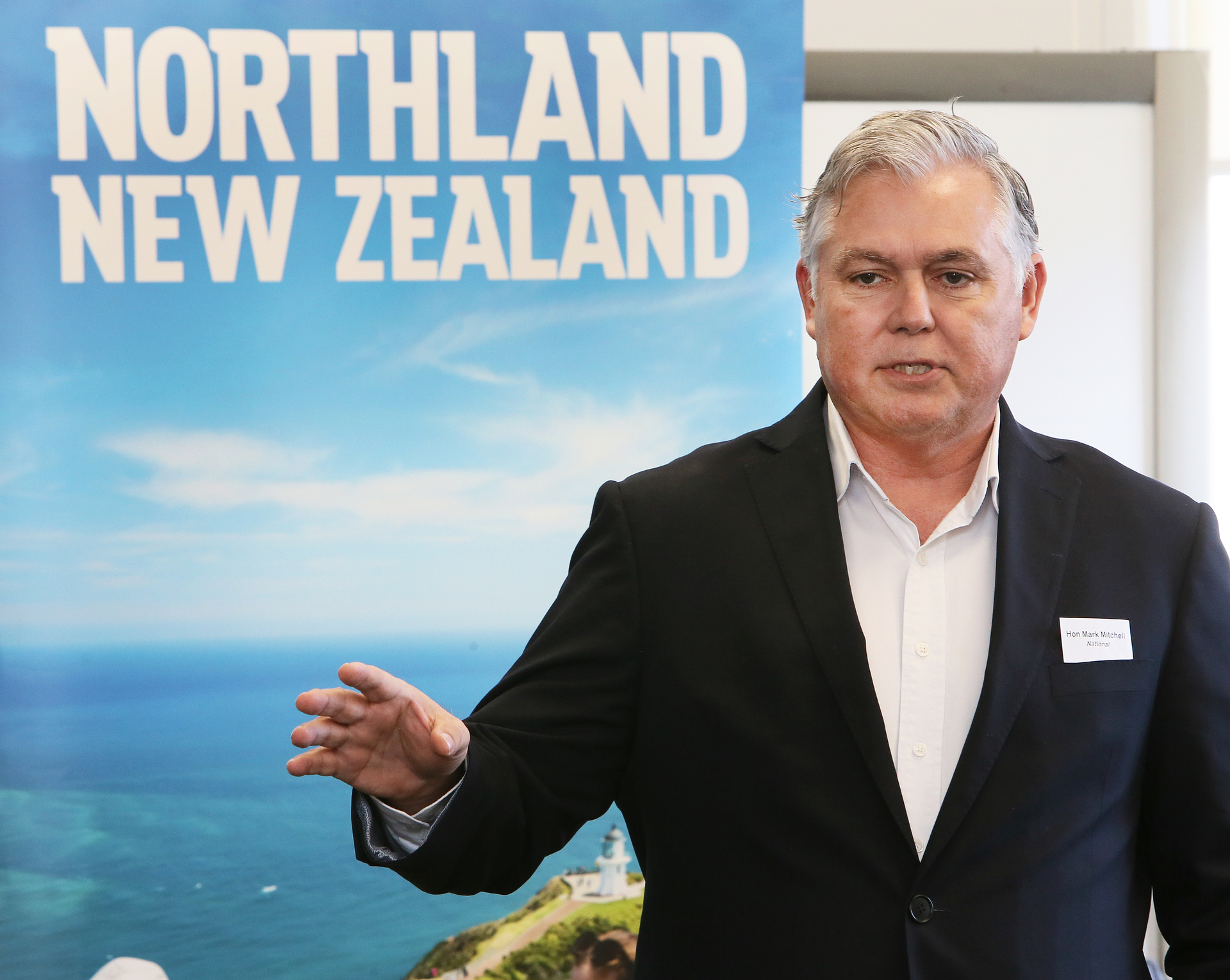 National's Mark Mitchell at a public meeting in Auckland. Photo / Tania Whyte