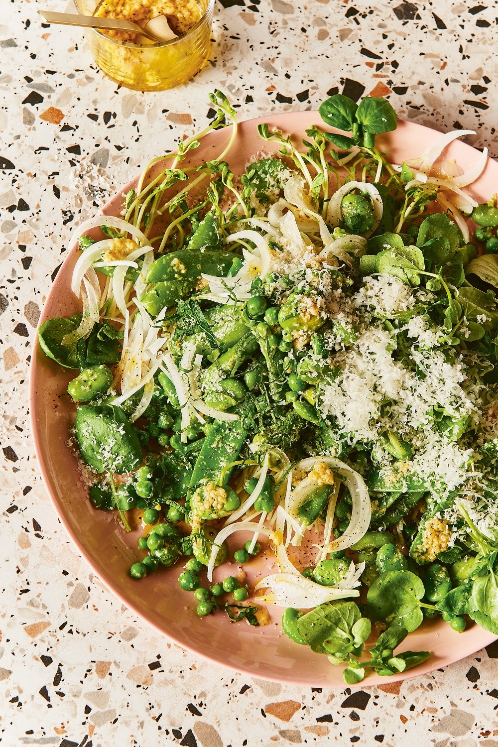 An 'easy peasy spring salad' from Alice Zaslavsky. Photo / Rochelle Eagle