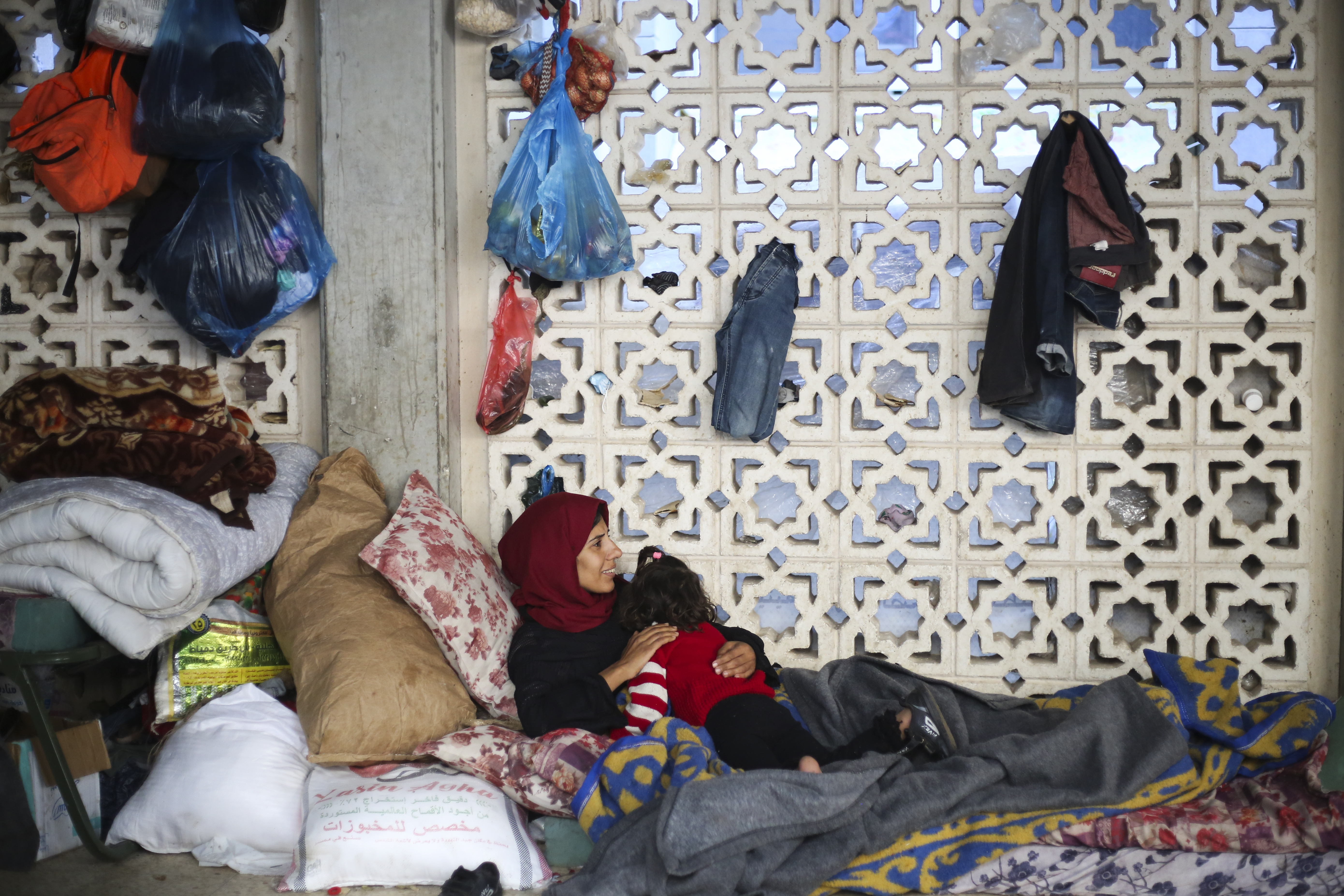 Palestinians take shelter from the Israeli bombardment of the Gaza Strip in the Gaza European Hospital in Khan Younis. Photo / AP