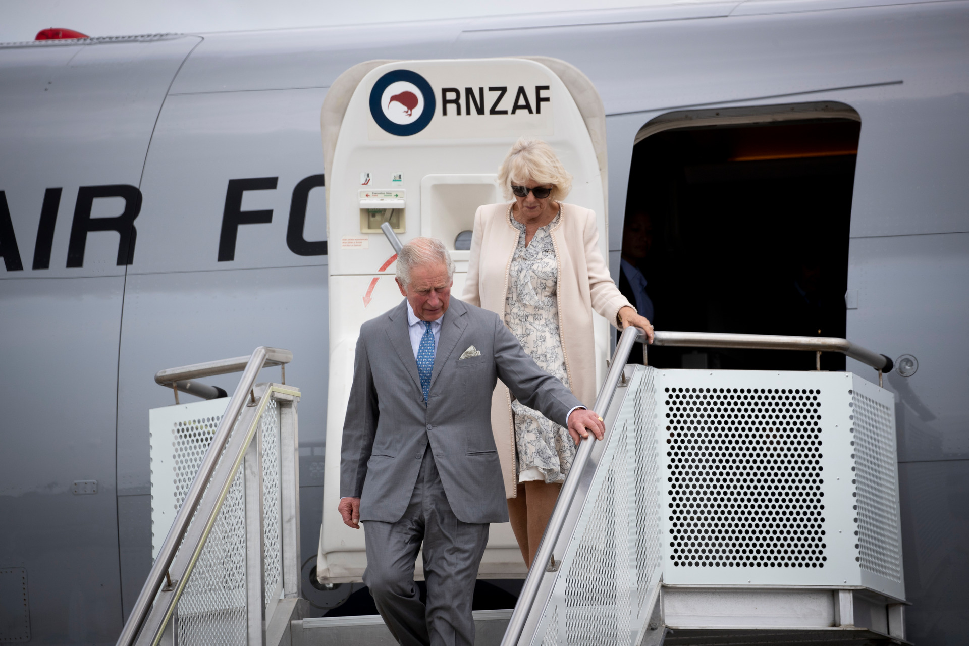 Prince Charles and Camilla, Duchess of Cornwall arrive at RNZAF Base Auckland. Photo / Dean Purcell