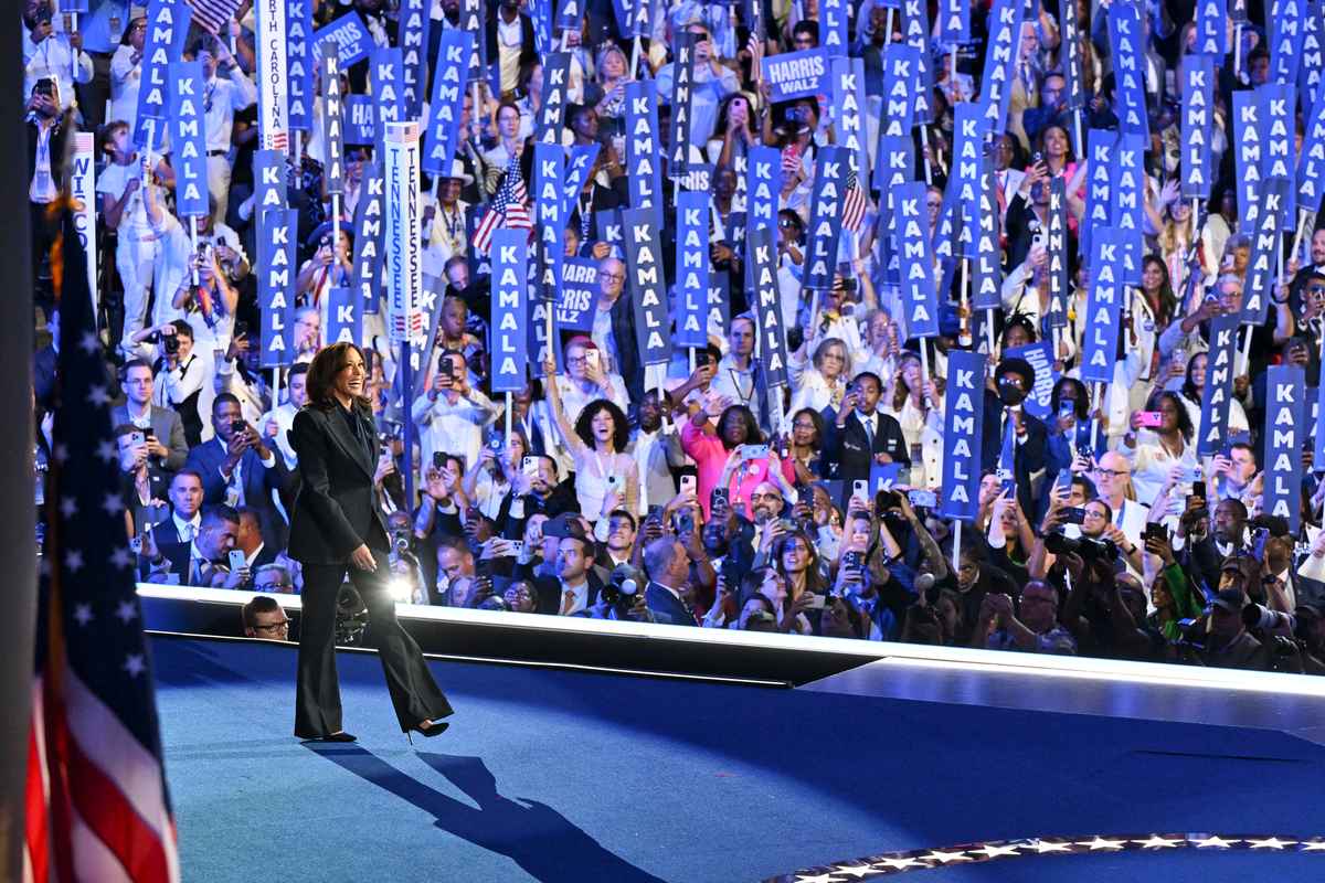 Kamala Harris walks onstage on August 22 to accept the Democratic nomination for US President. Photo / Ricky Carioti, The Washington Post