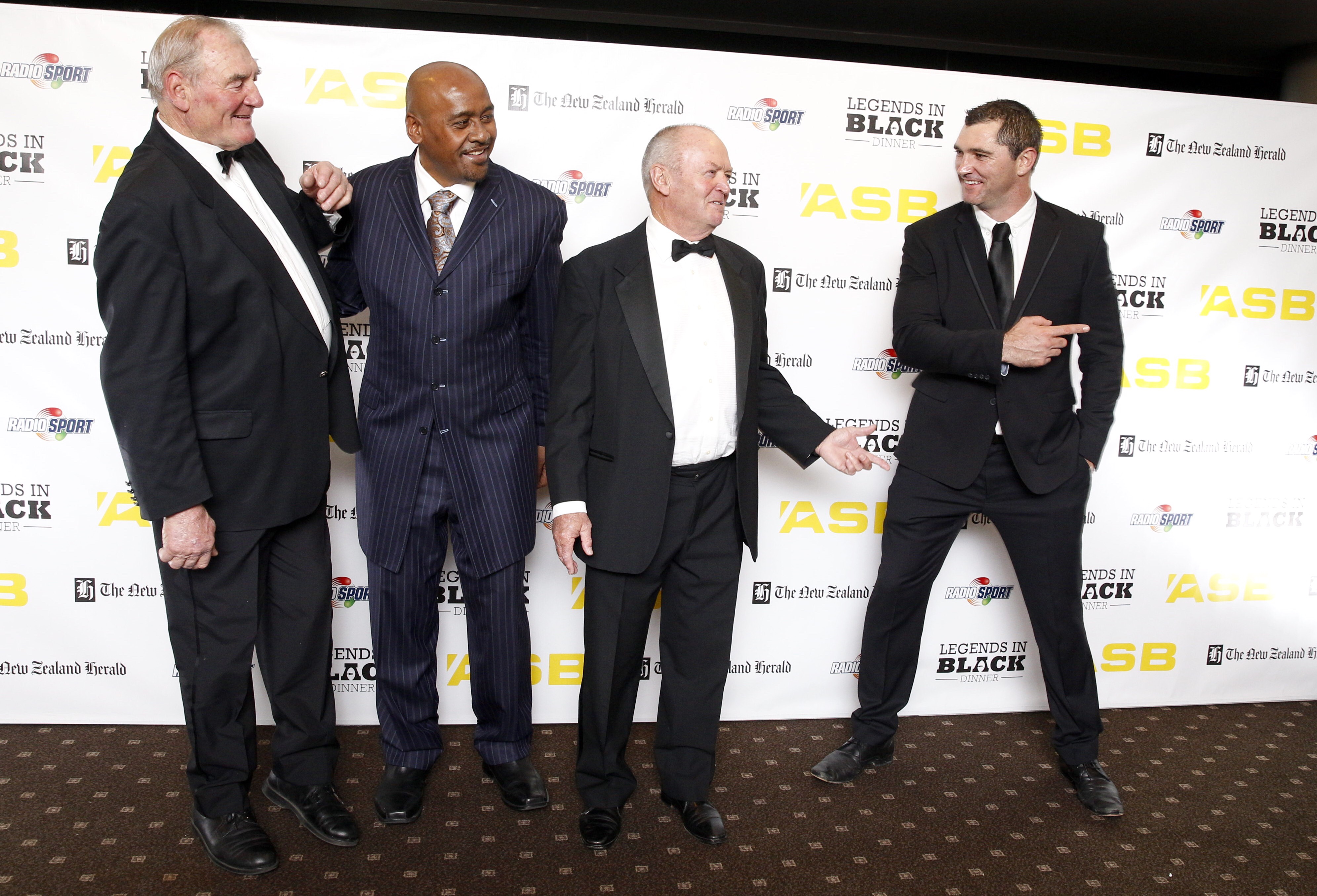 L-R Sir Brian Lochore, Jonah Lomu, Sir Graham Henry and Stephen Donald. Photo / Nick Reed.