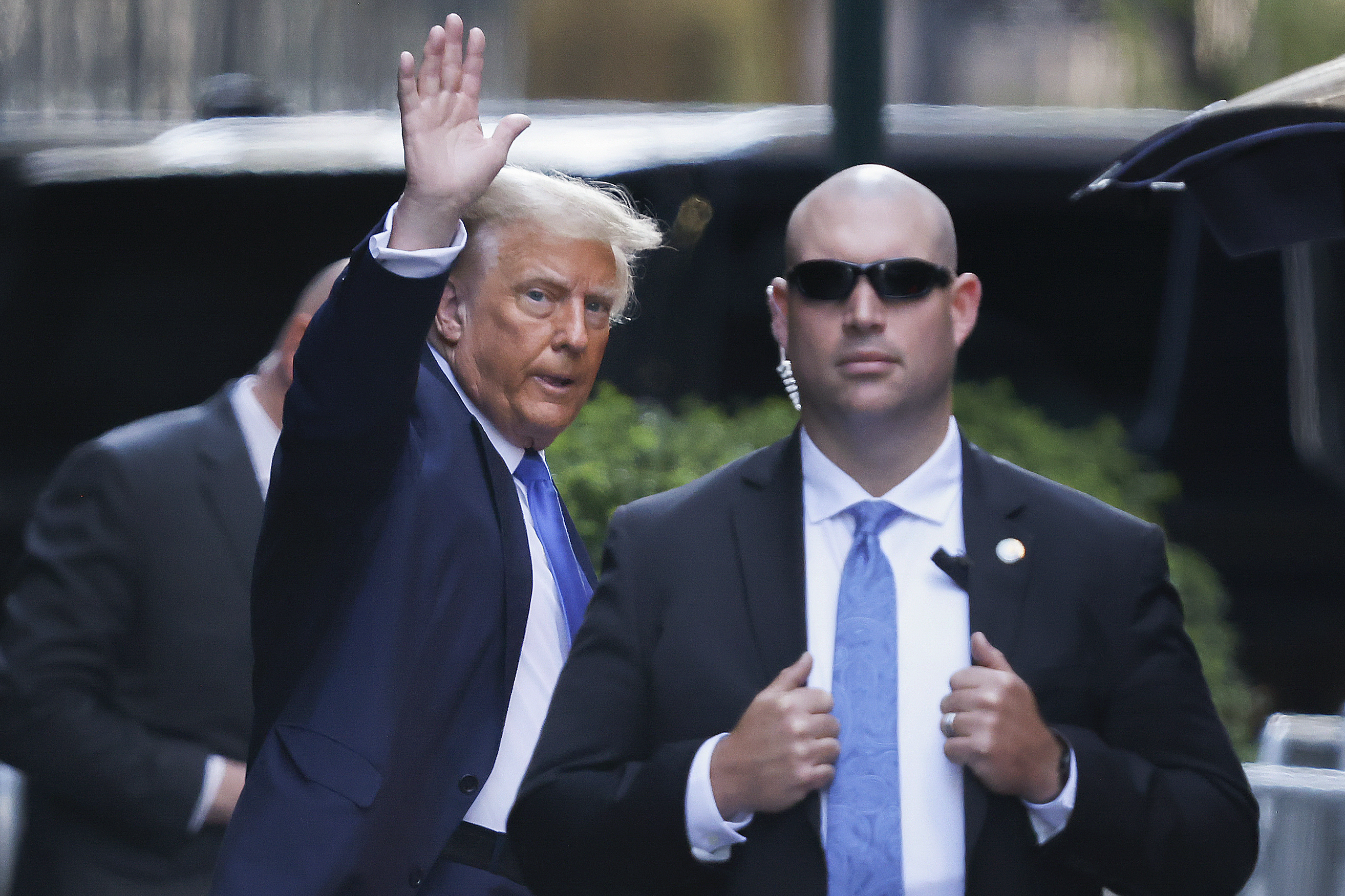 Former president Donald Trump leaves Trump Tower on his way to Manhattan criminal court, Monday, April 22, 2024, in New York. Photo / AP