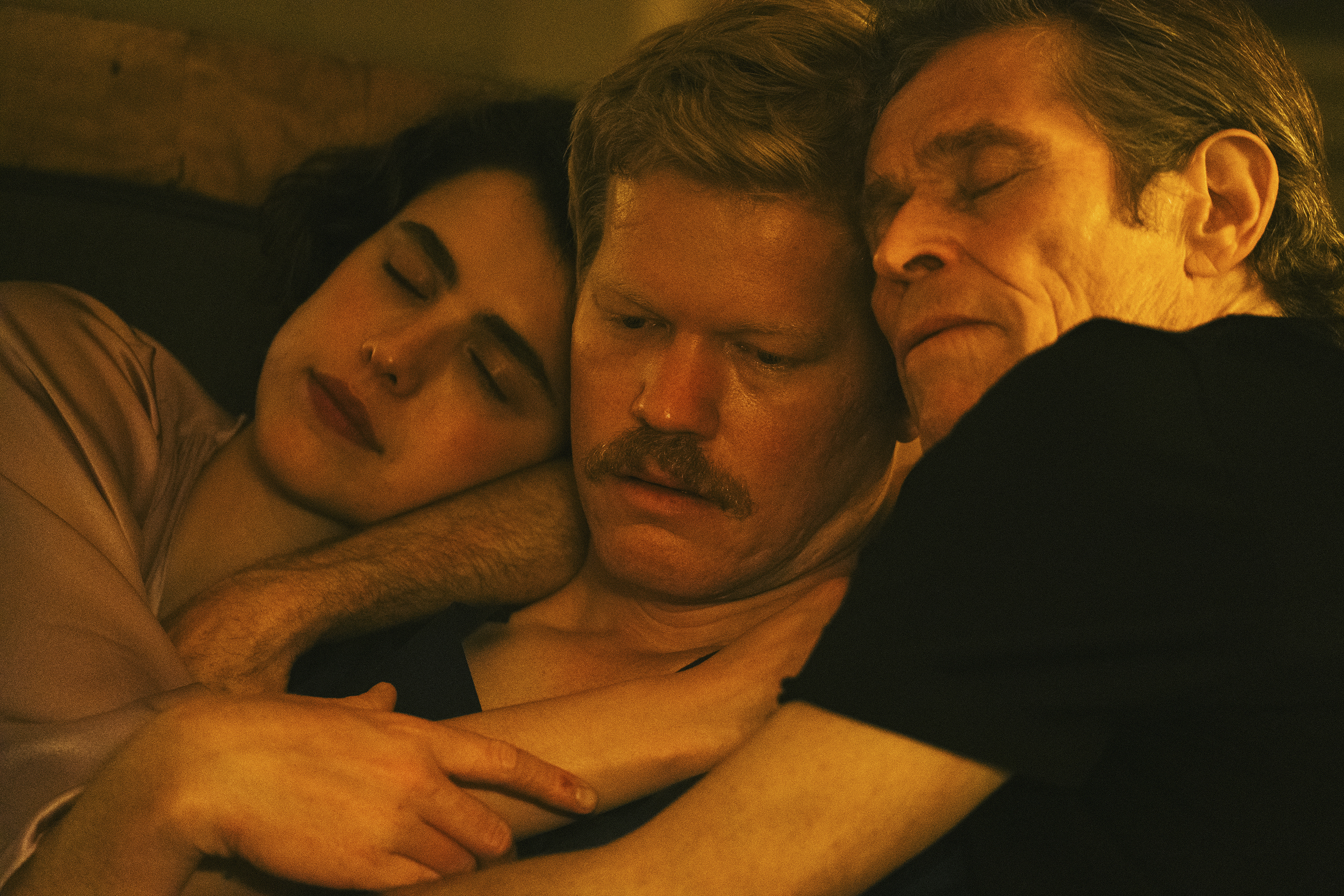 Margaret Qualley, Jesse Plemons and Willem Dafoe in a scene from Kinds of Kindness. Photo / AP