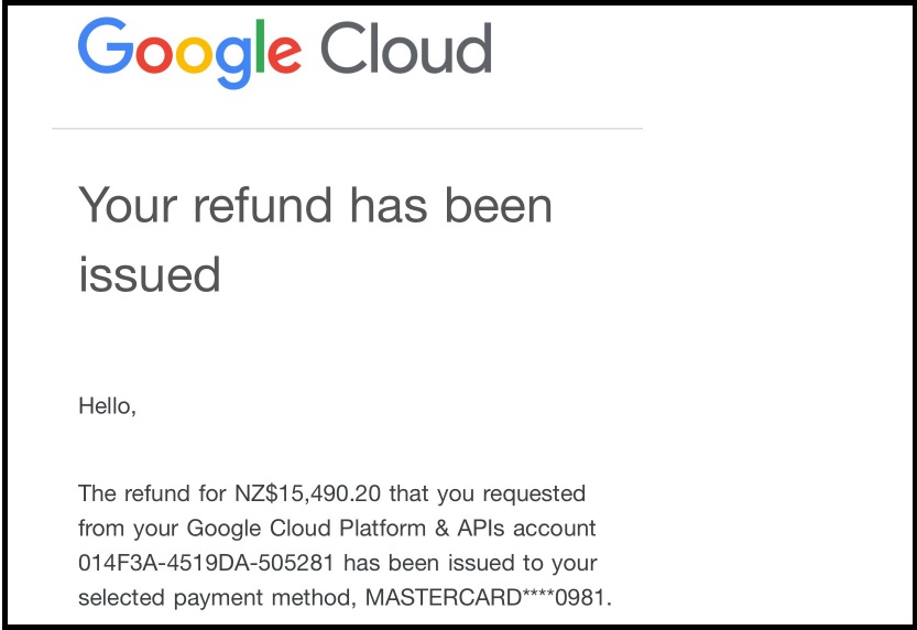 Drew Broadley's refund.