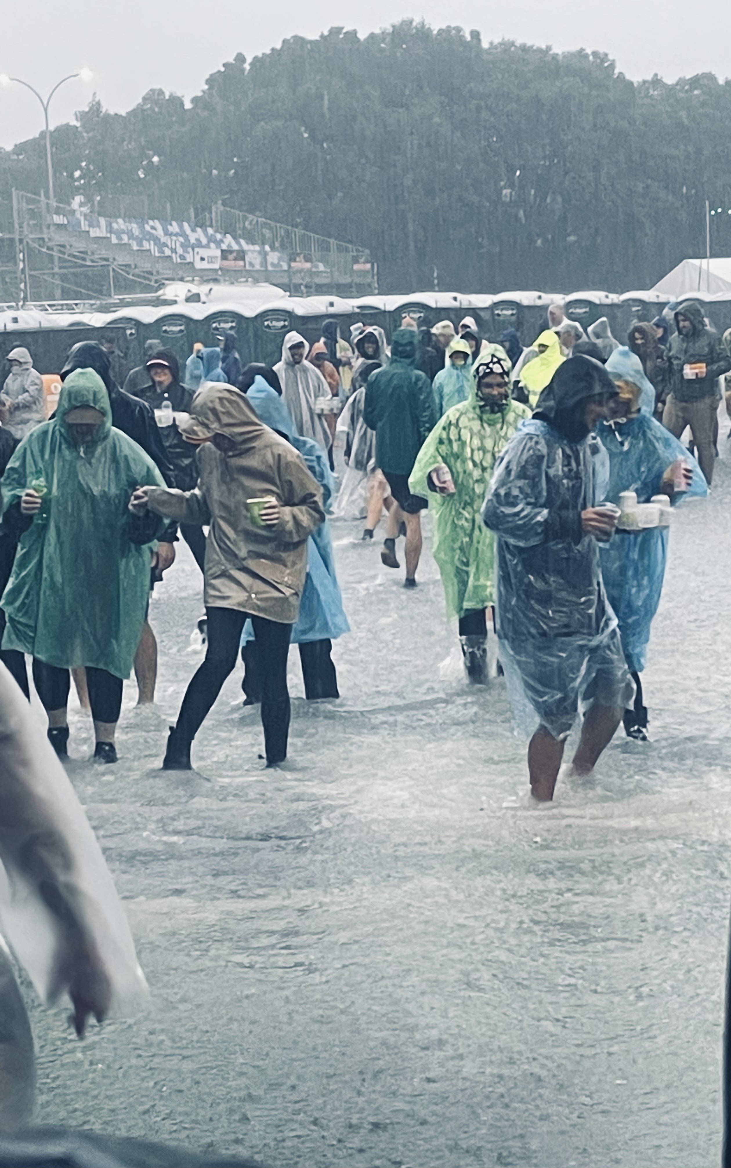 Flooding at the Elton John concert on January 27, 2023. The concert was cancelled following heavy rainfall. Photo / Tanya Young
