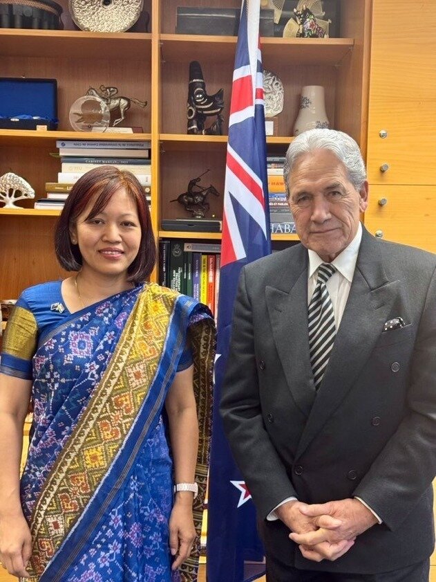 India's High Commissioner to New Zealand, Muanpuii Saiawi, paid a visit to Foreign Minister Winston Peters in his Beehive office last month. 