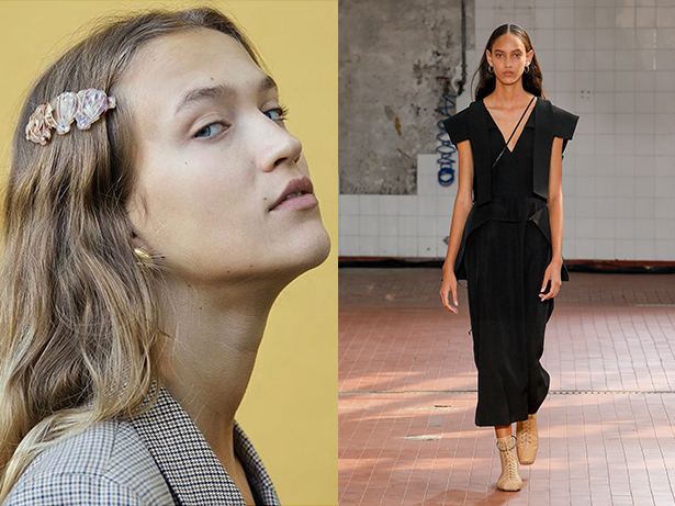 Left: Accessories are a great way to keep the summer vibe going when you’re back at work. Valet Studio hair clip, about $37. Right: If you're a fan of black, there are many good options for summer. Jil Sander Spring 2019. Photos / Supplied