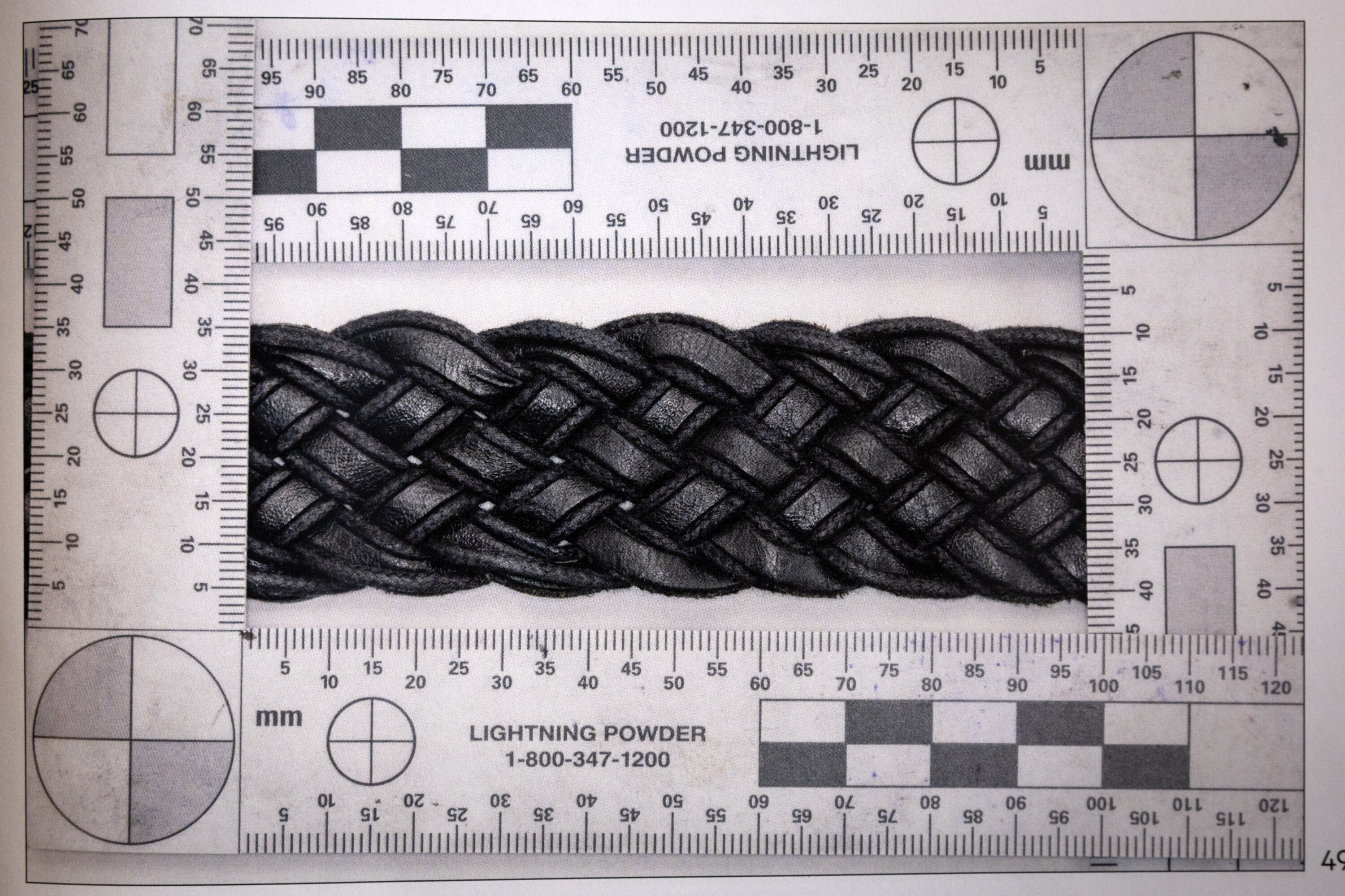 A plaited leather belt entered as evidence at Philip Polkinghorne's trial. Photo / NZ Police