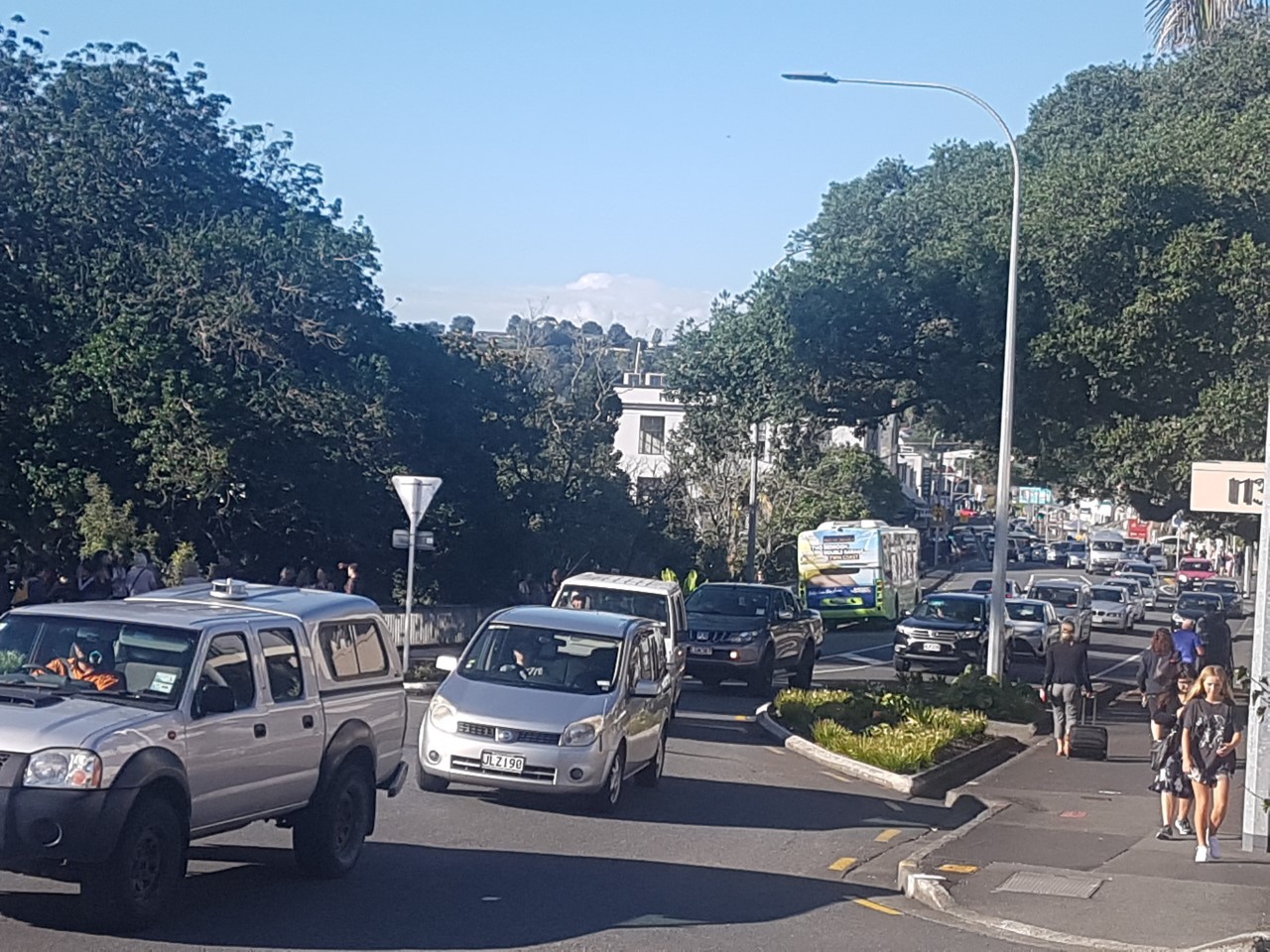 Traffic started to snarl up in Whangārei minutes after the tsunami alert told people to leave the central city. Photo / Mike Dinsdale