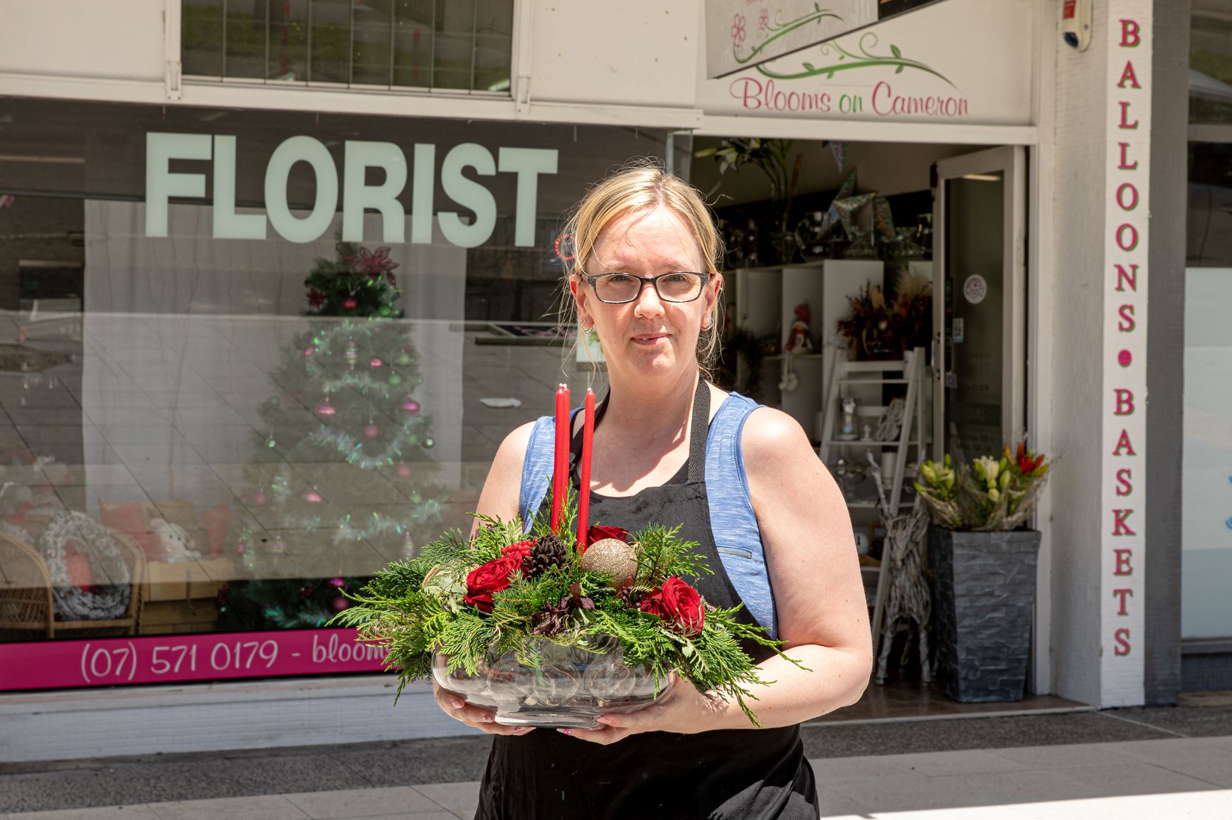 Katie Morris, the owner of florist store Blooms on Cameron, says the Cameron Rd upgrade works has had a drastic impact on her walk-in sales. Photo / Mead Norton