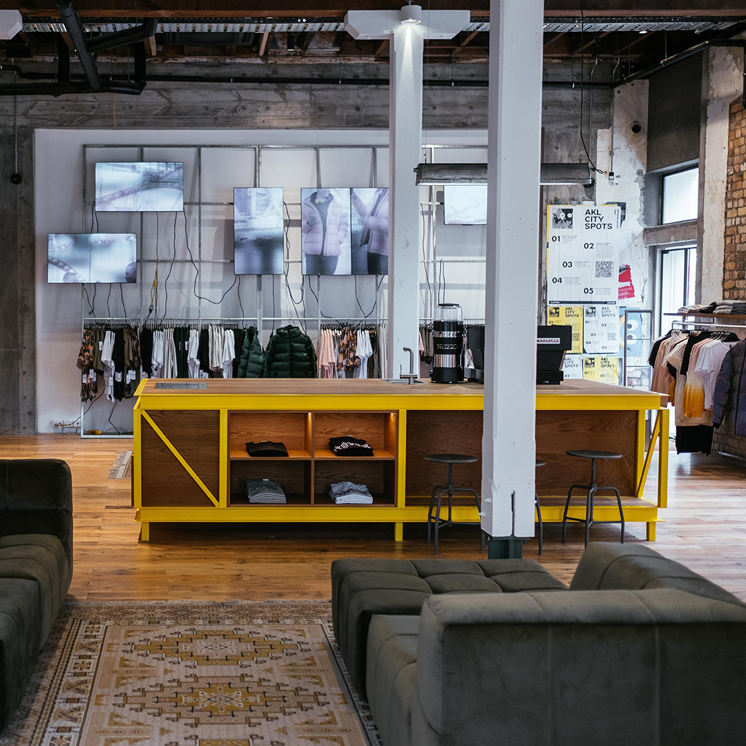 The yellow desk at Huffer House, Britomart. Photo / Supplied