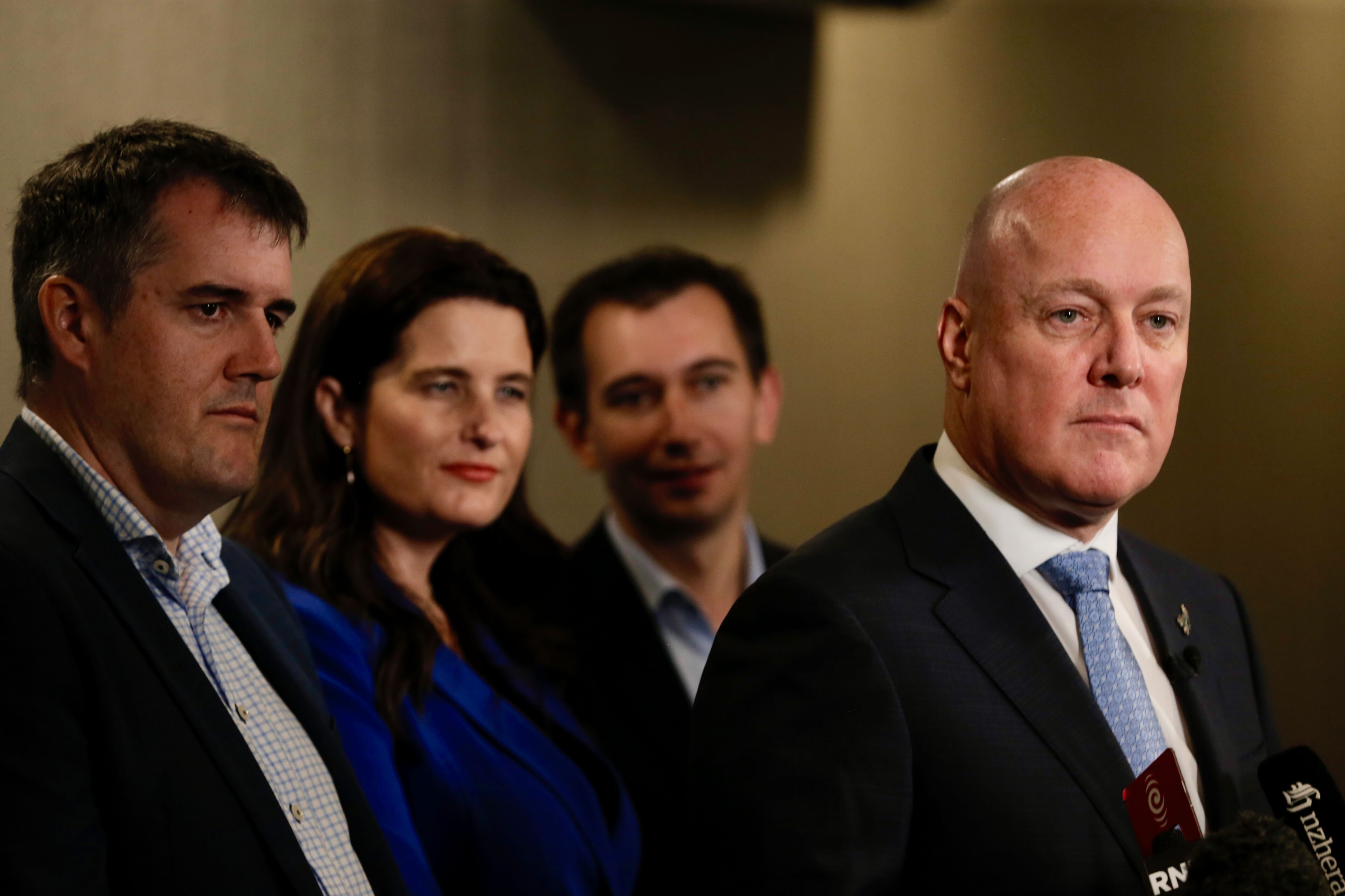 Prime Minister Christopher Luxon with his senior ministers. Photo / Alex Burton 