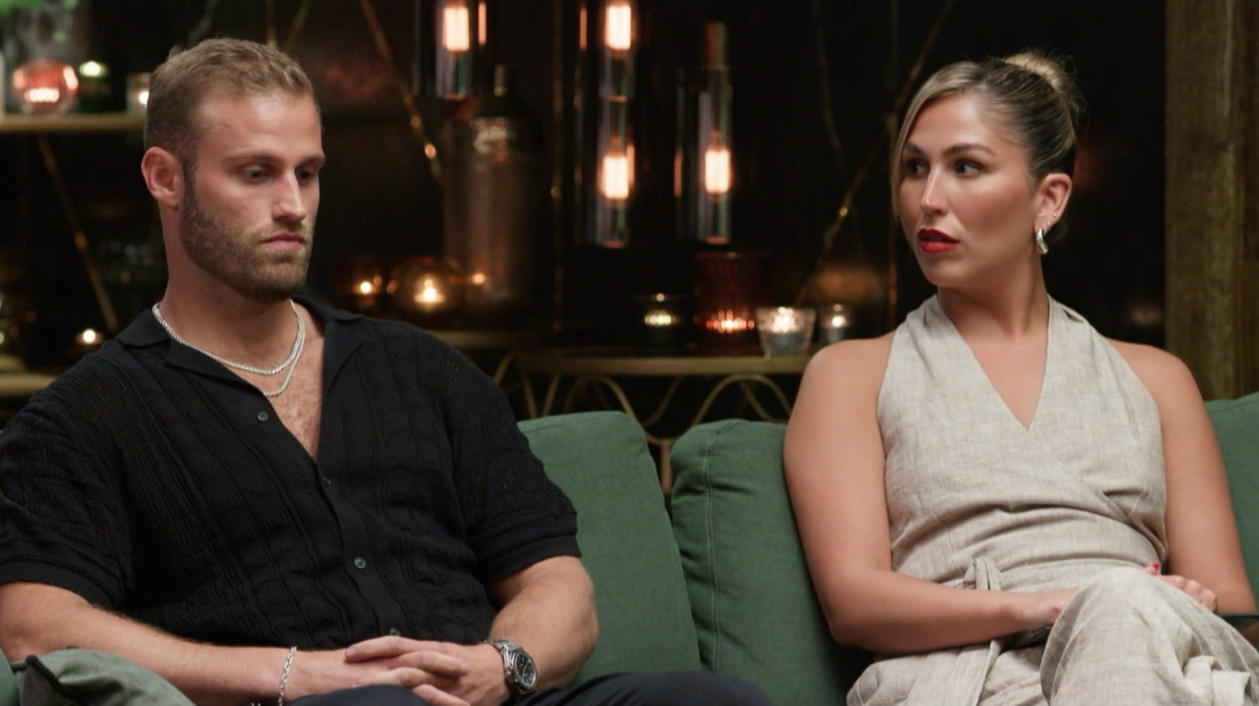 Sarah Mesa got badgered on the couch by the experts and the rest of the group. Photo / Warner Bros Discovery