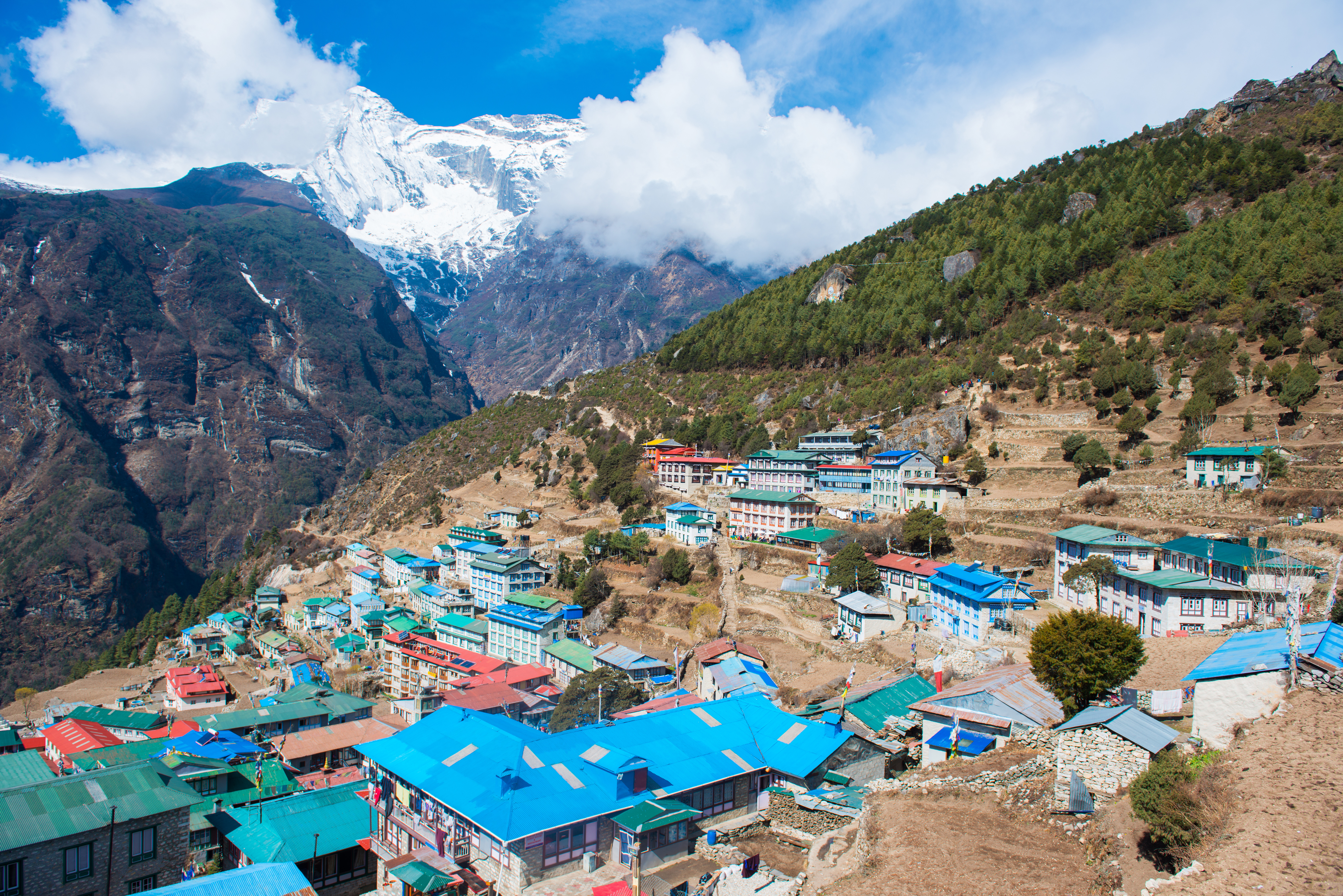 The village of Namche Bazaar on the Everest Base Camp trek. Photo / 123rf