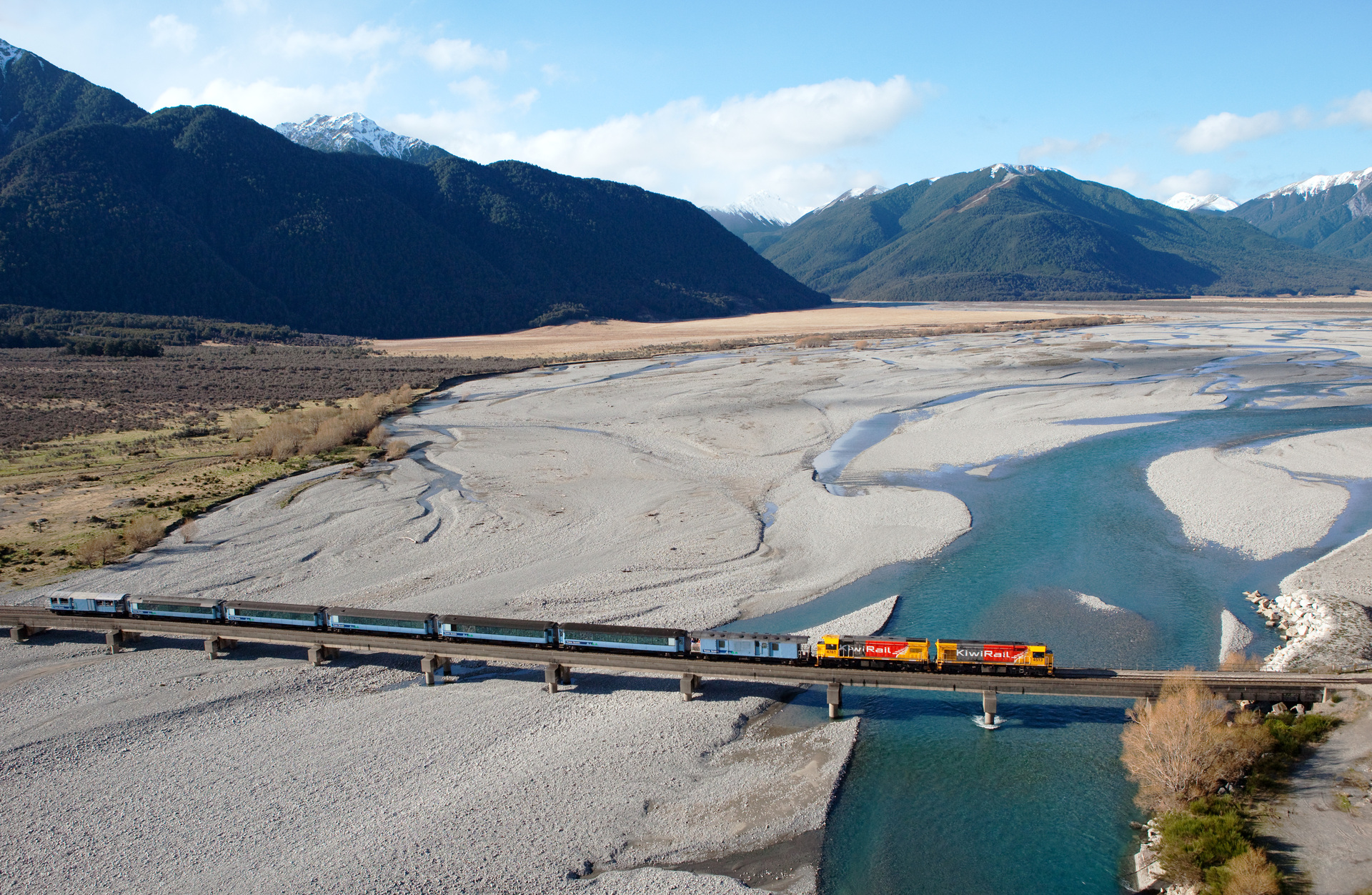 With braided rivers and mountain peaks as the backdrop, it's hard to take a bad photo on The TranzAlpine. Photo / Supplied