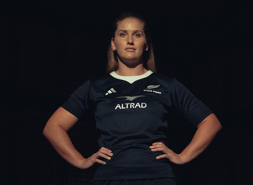 Alana Bremner wearing the new Black Ferns jersey for the 2024 season. Photo / adidas