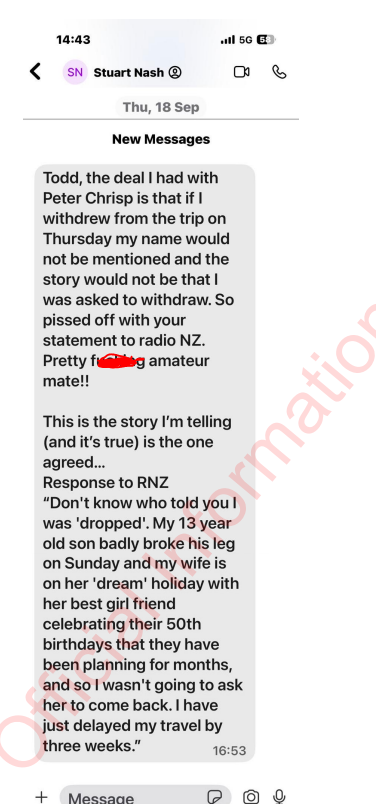 Stuart Nash suggested the Trade Minister Todd McClay was being 
