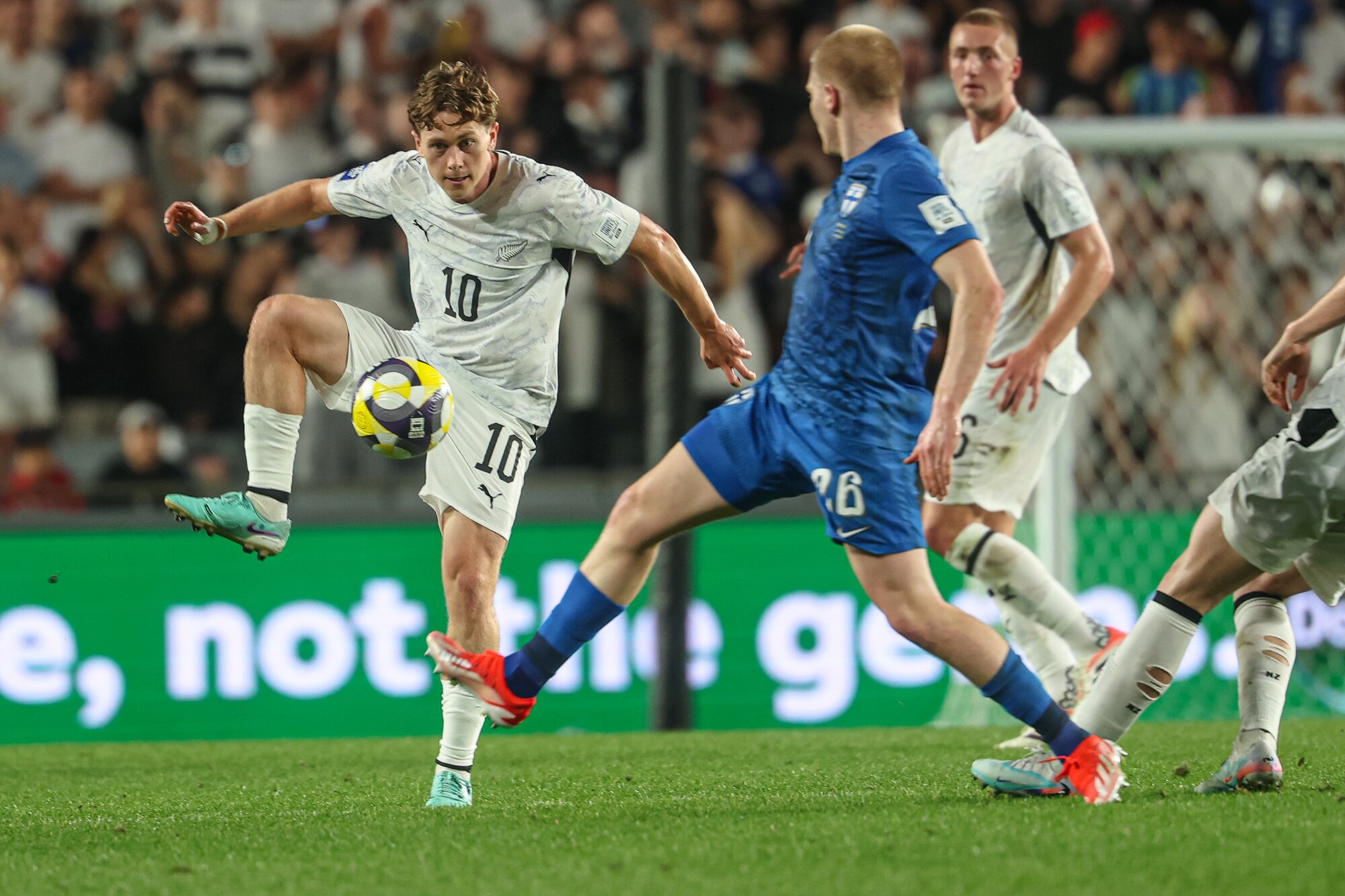 Lachlan Bayliss made his All Whites debut against Finland in March. Photo / Photosport