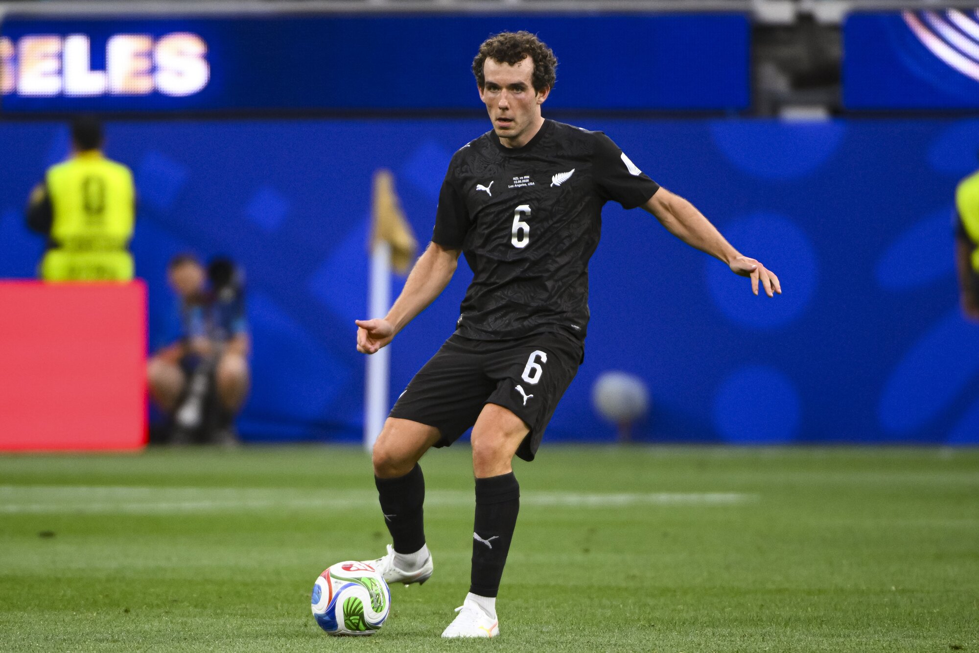 Joe Bell brought physical presence to the All Whites midfield against Iran in their opening World Cup match. Photo / Getty Images