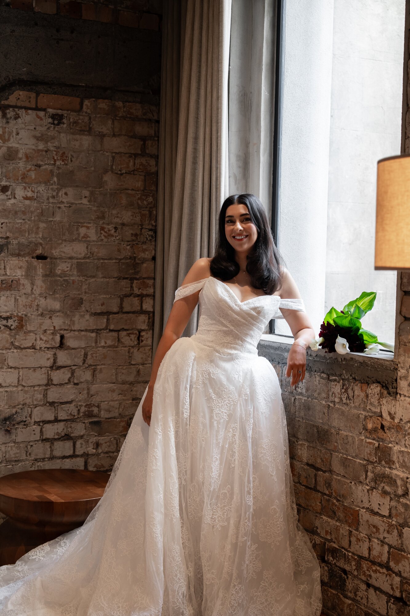 Mava Moayyed wears Orion lace: 'The skirt unfolds in layers of delicate French lace.' Photo / Supplied