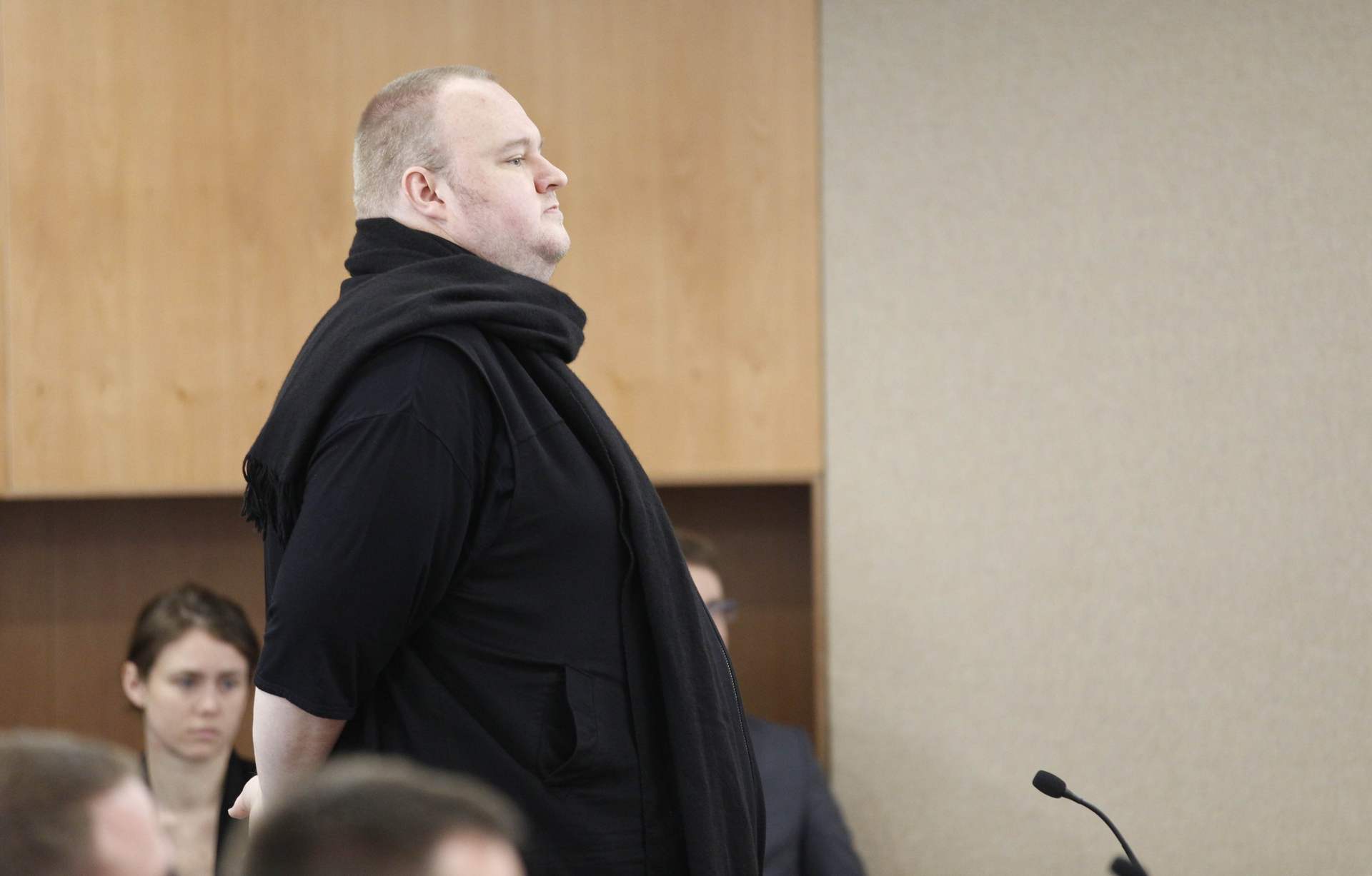 Kim Dotcom in Auckland District Court where the initial extradition decision was made in 2015. Photo / Nick Reed
