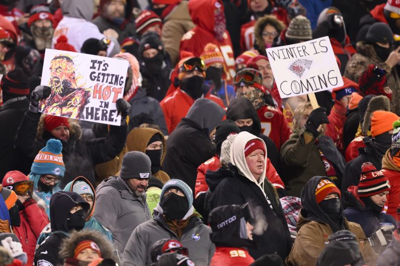 Kansas City Chiefs fans braved sub-zero temperatures in a January game against the Miami Dolphins. Some of the people who attended the near-record cold Chiefs playoff game had to undergo amputations, a Missouri hospital said on Friday. Research Medical Center said in a statement that some of the 12 people who had to undergo amputations after the cold snap had been at the game. (AP Photo/Reed Hoffmann, File)