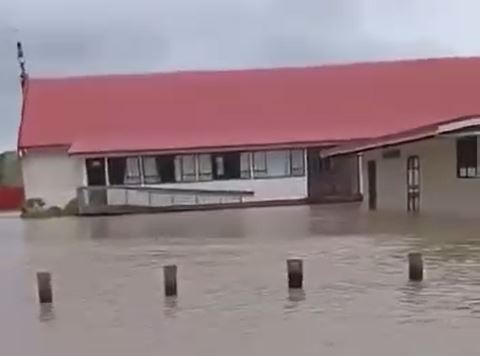 Flooding in Nūhaka on Wednesday morning. Photo / Martenga Hapi