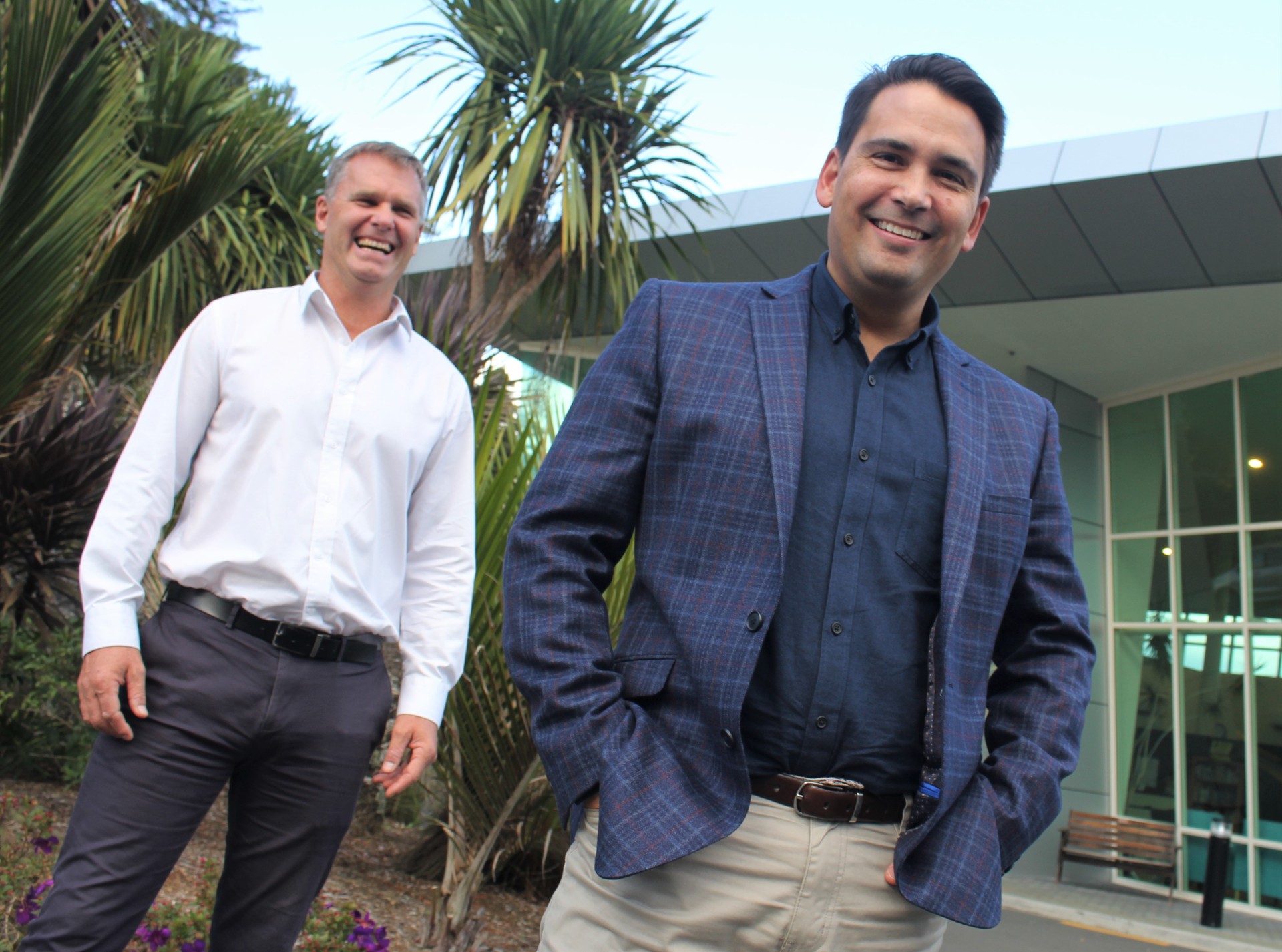 National Party leader Simon Bridges with Northland MP Matt King in Kerikeri. Photo / Peter de Graaf