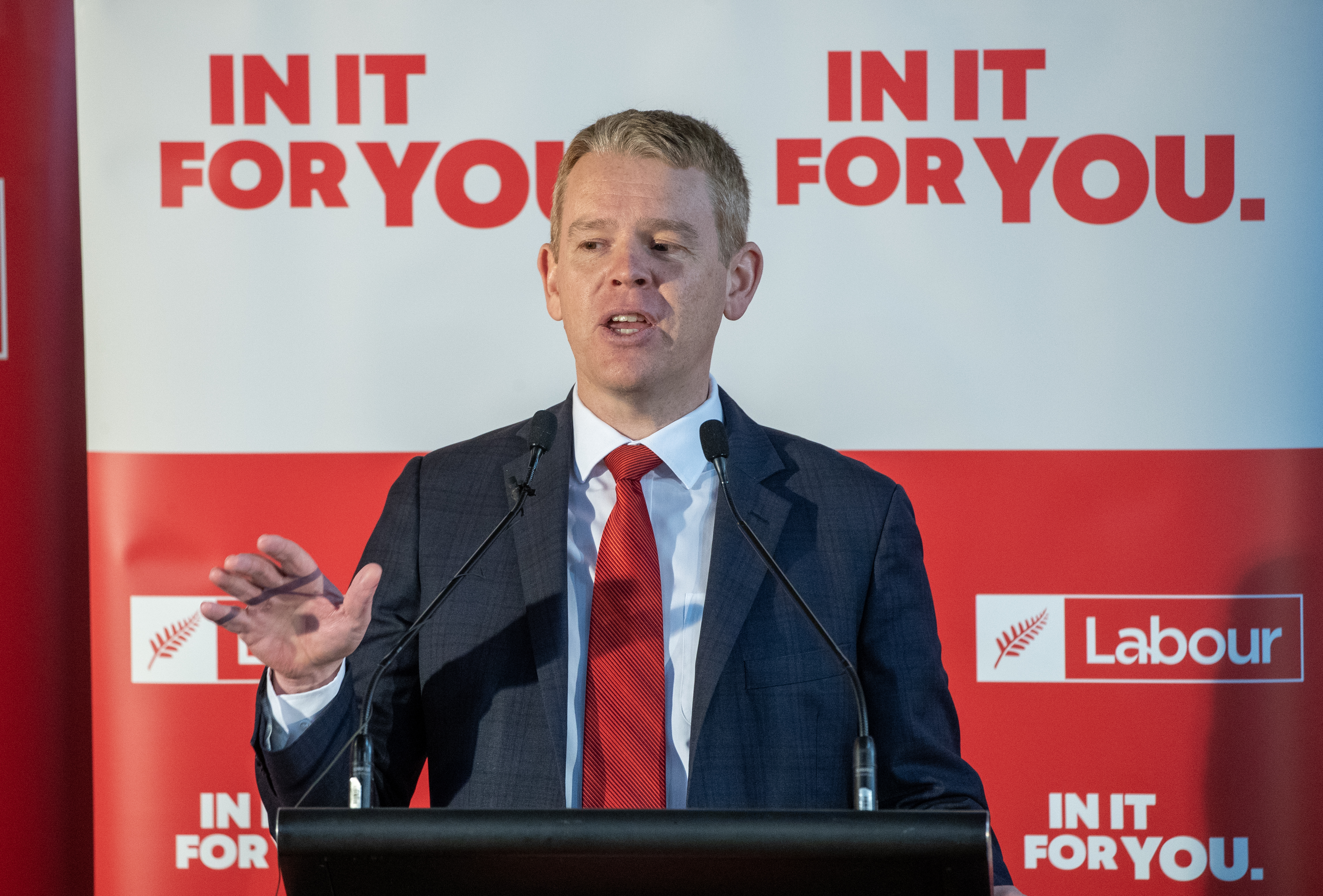 Labour leader Chris Hipkins announced a major cost of living package that removes GST from fruit and vegetables. Photo / Mark Mitchell