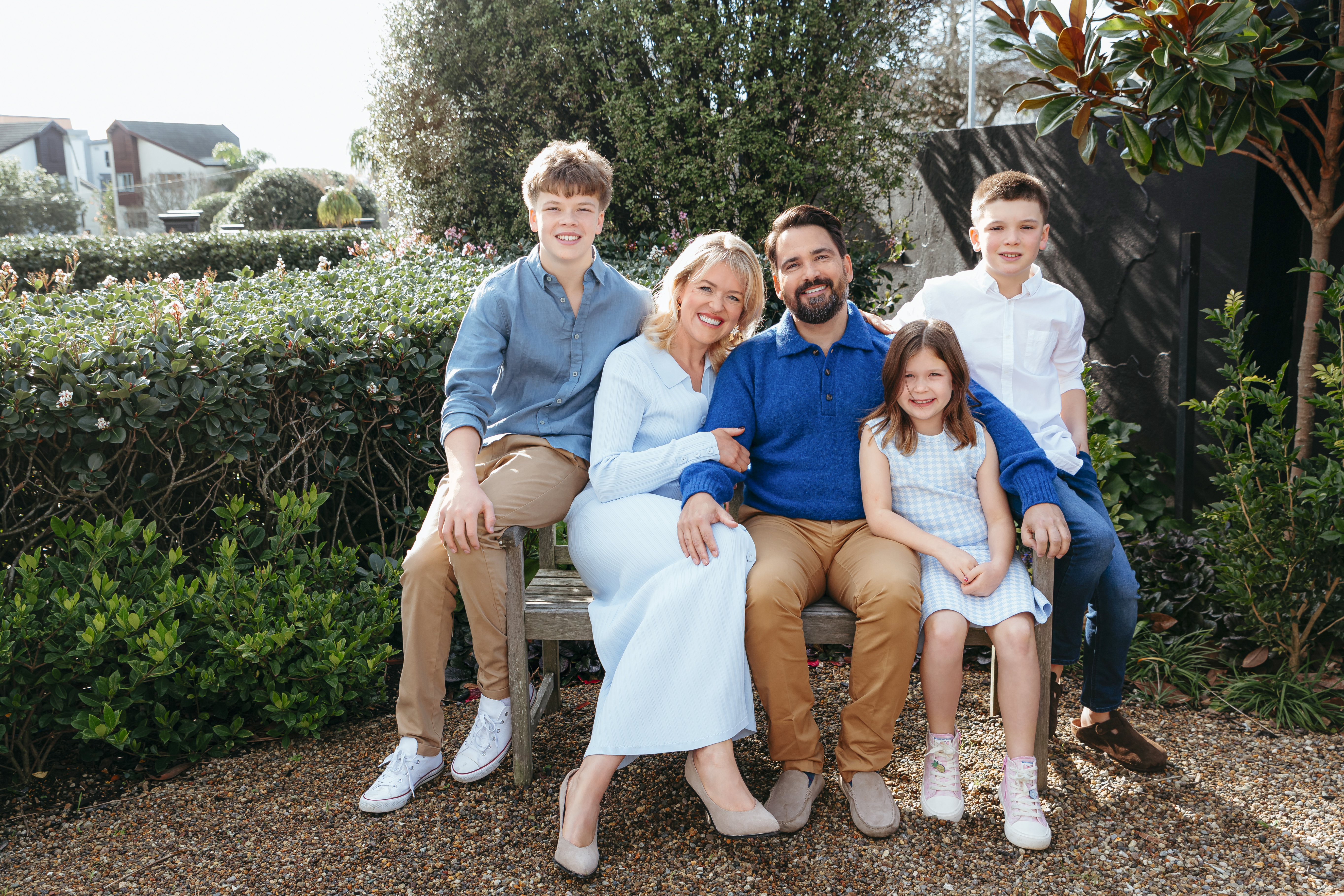 The pair with their three children, Emlyn, Harry and Jemima. Photo / Amalia Osborne