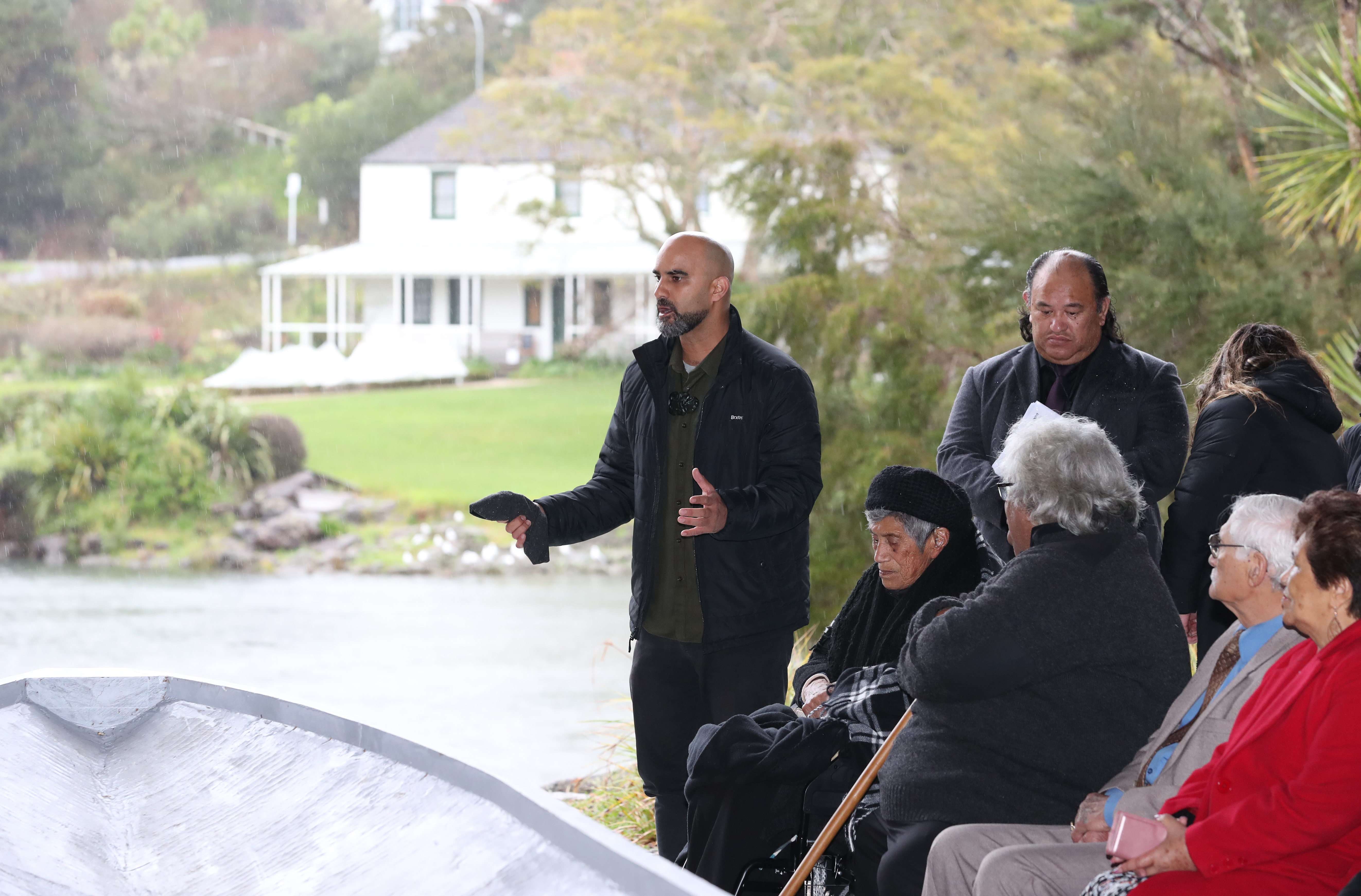 Reconnecting Northland general manager Eamon Nathan (Te Roroa) was part of the welcome for Associate Minister for the Environment James Shaw. Photo / Michael Cunningham