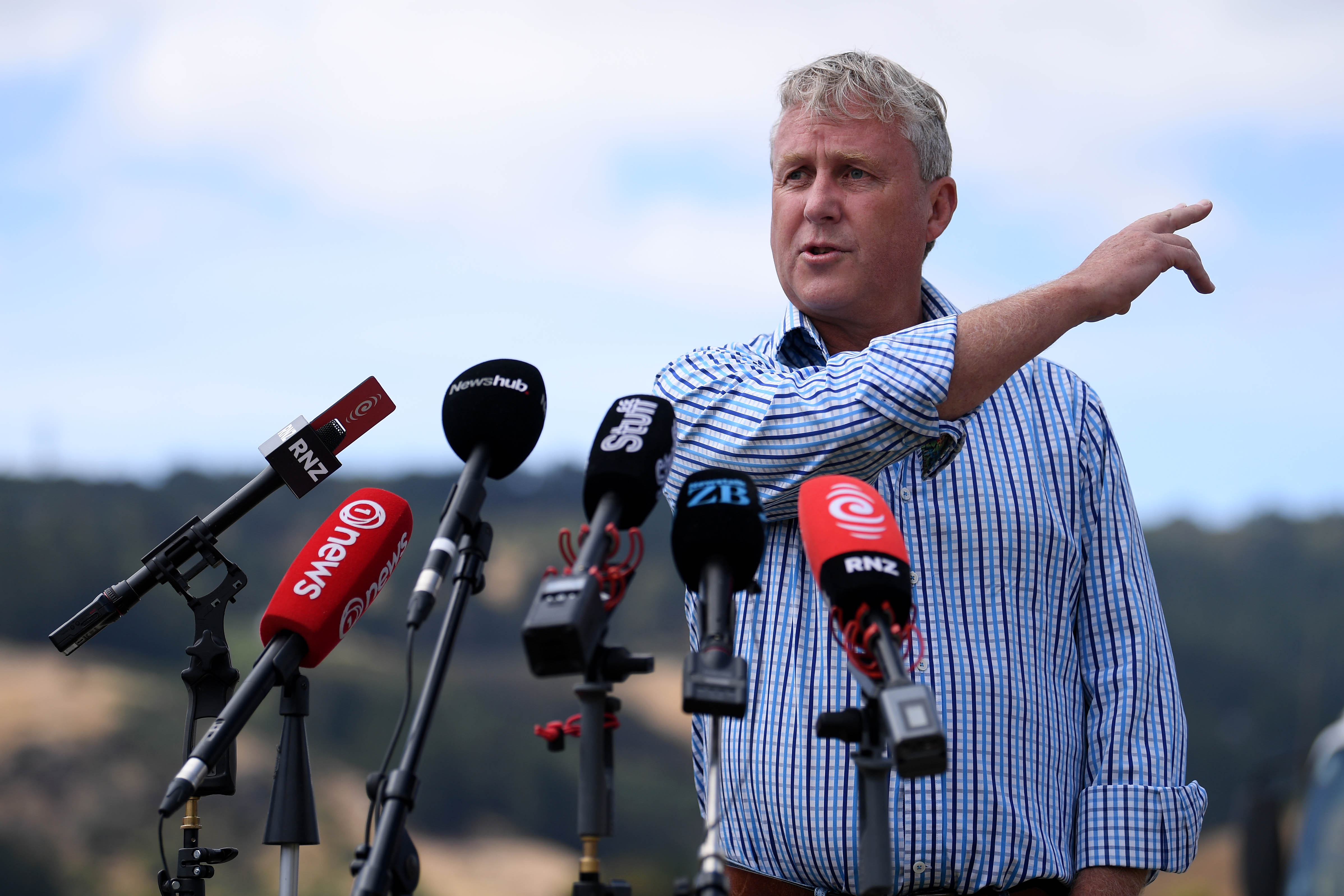 Maurice Noone chairman of Christchurch Adventure Park speaks to media. A large fire has broken out in Chritchurch’s Port Hills causing mass evacuations. 17 February 2024 New Zealand Herald Photograph by Joe Allison
