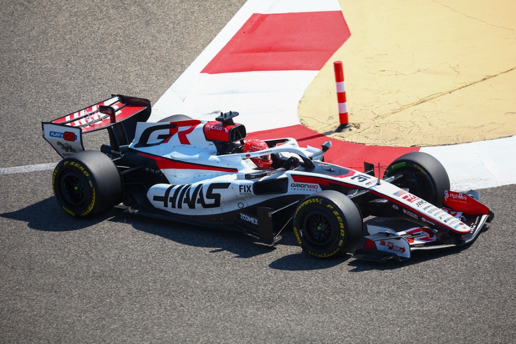 Haas' 2026 Formula One car in pre-season testing. Photo / AFP