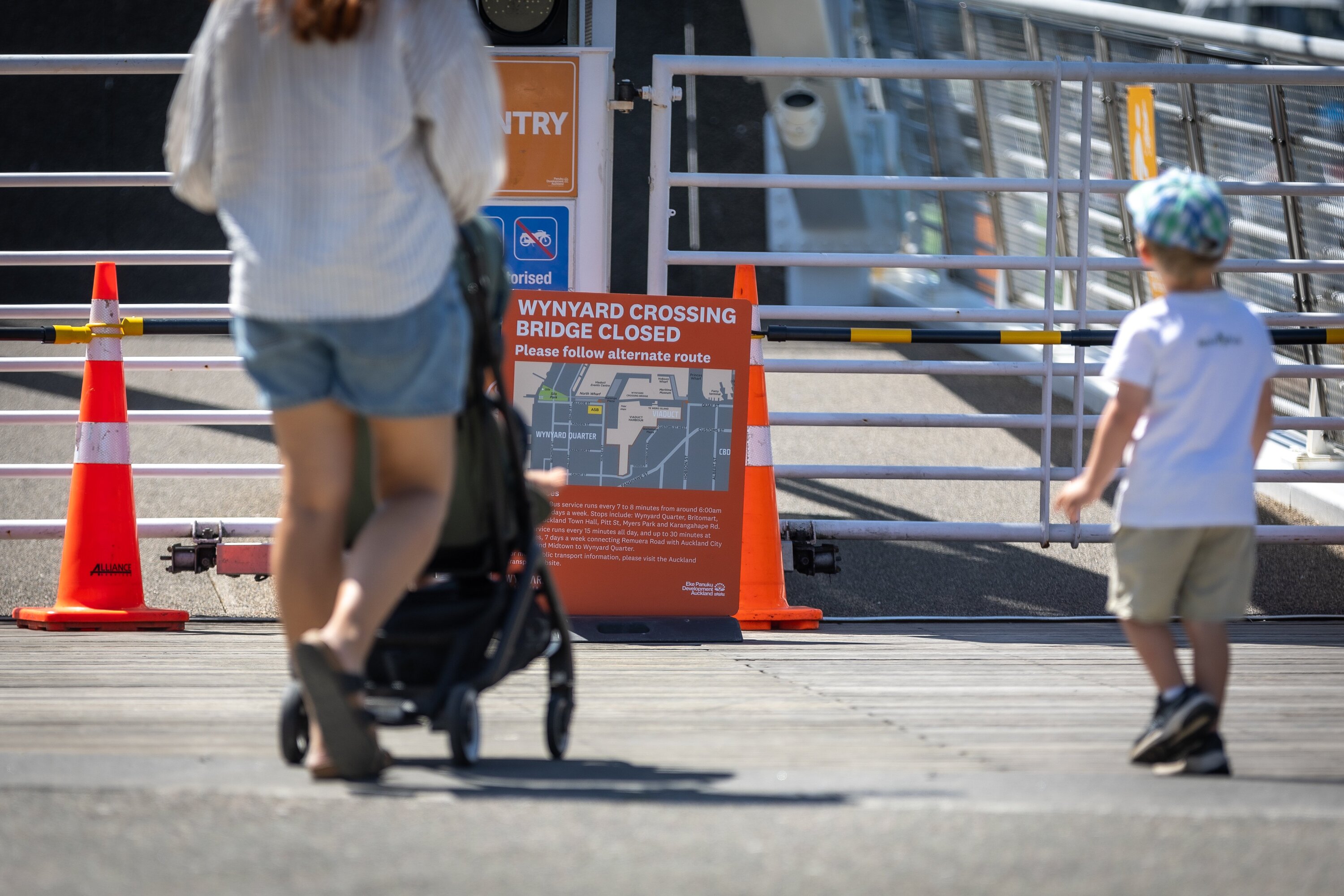 Wynyard Crossing on Auckland's waterfront will remain closed until further notice, Eke Panuku has announced. Photo / Michael Craig