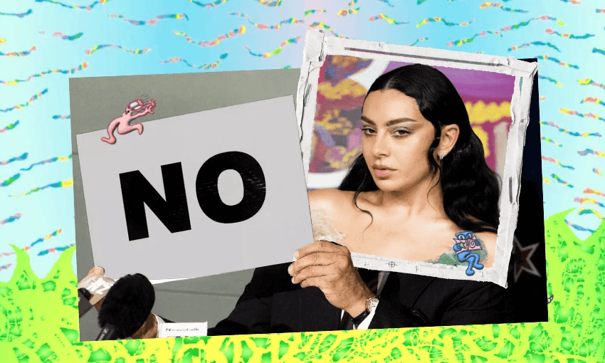 Charli XCX says no 16 or 17-year-olds. Photo / The Spinoff