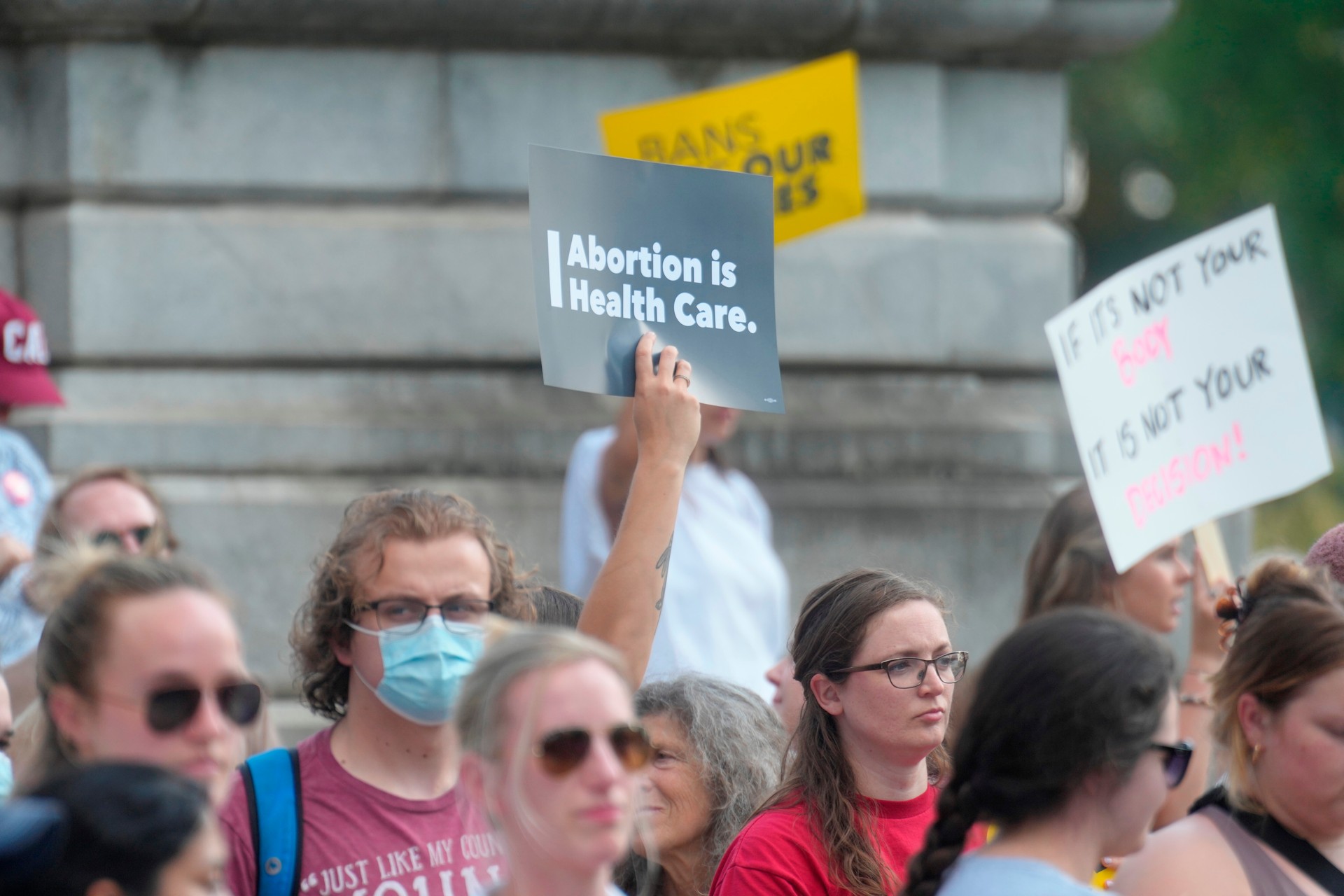 Abortion-rights supporters rally outside the South Carolina Statehouse following the US Supreme Court's decision overturning Roe v Wade. Photo / AP