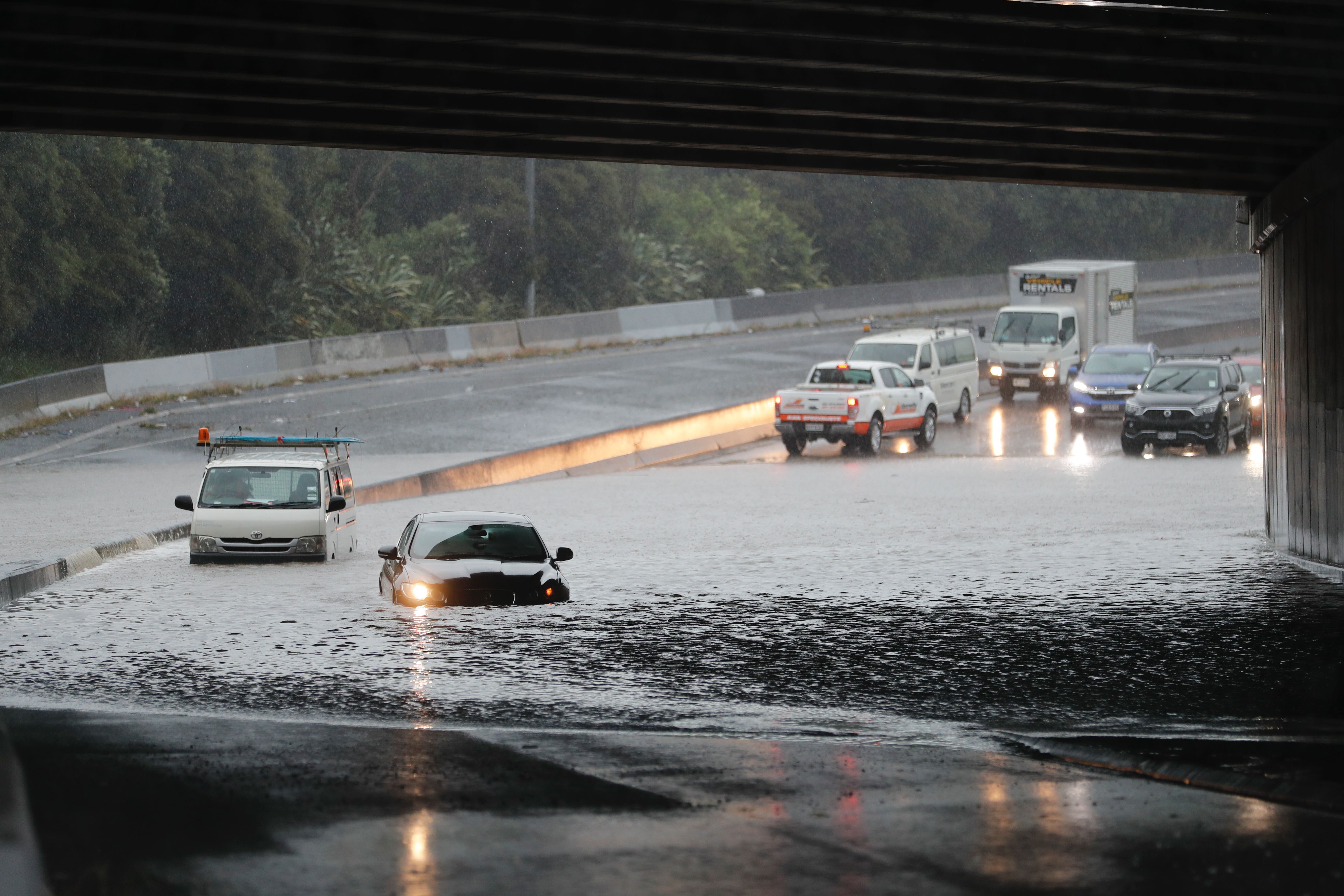 Auckland's southwestern motorway flooded amid the January 27 deluge. Photo / Dean Purcell