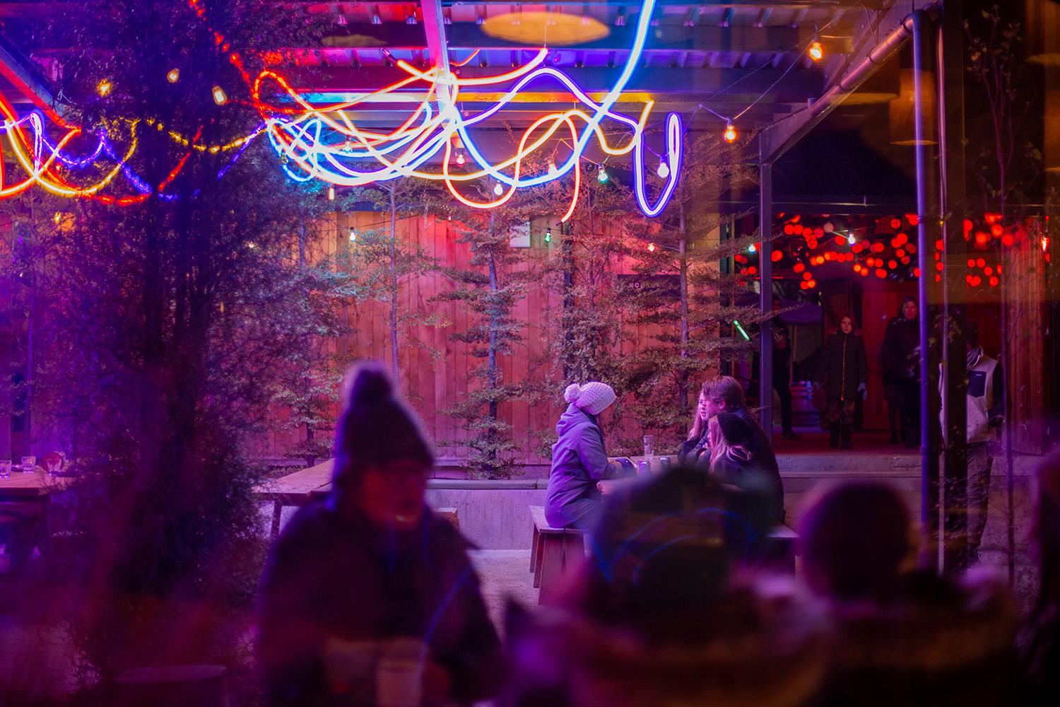The neon-lit interiors in Luma in Sherwood. Photo / Kristel Maroszek