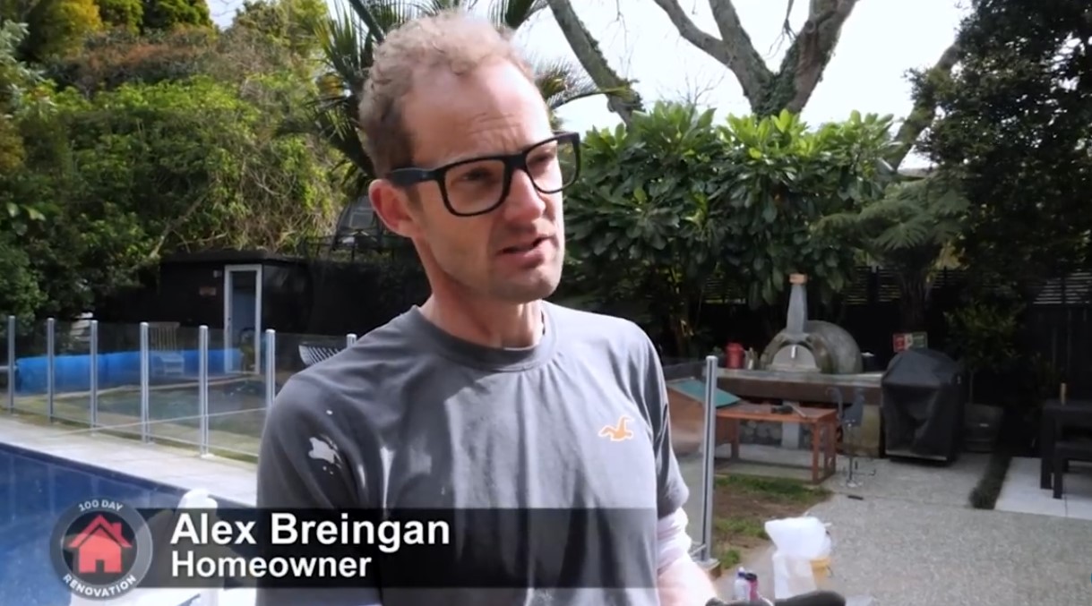TV producer Alex Breingan has denied Serious Fraud Office charges – here is how he appeared in one of his shows, 100-Day Renovation, in 2019. Photo / screengrab