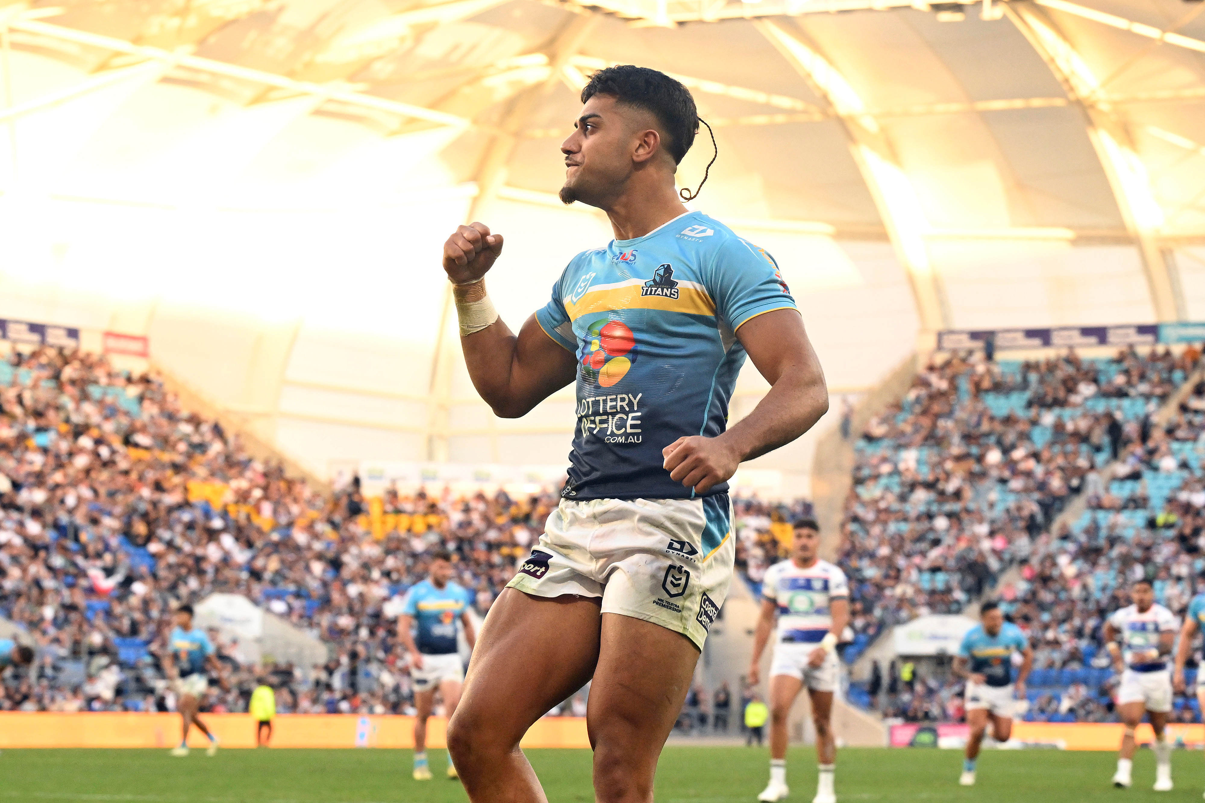 Alofiana Khan-Pereira scored four tries in a 66-6 win over the Warriors in 2024. Photo / Photosport