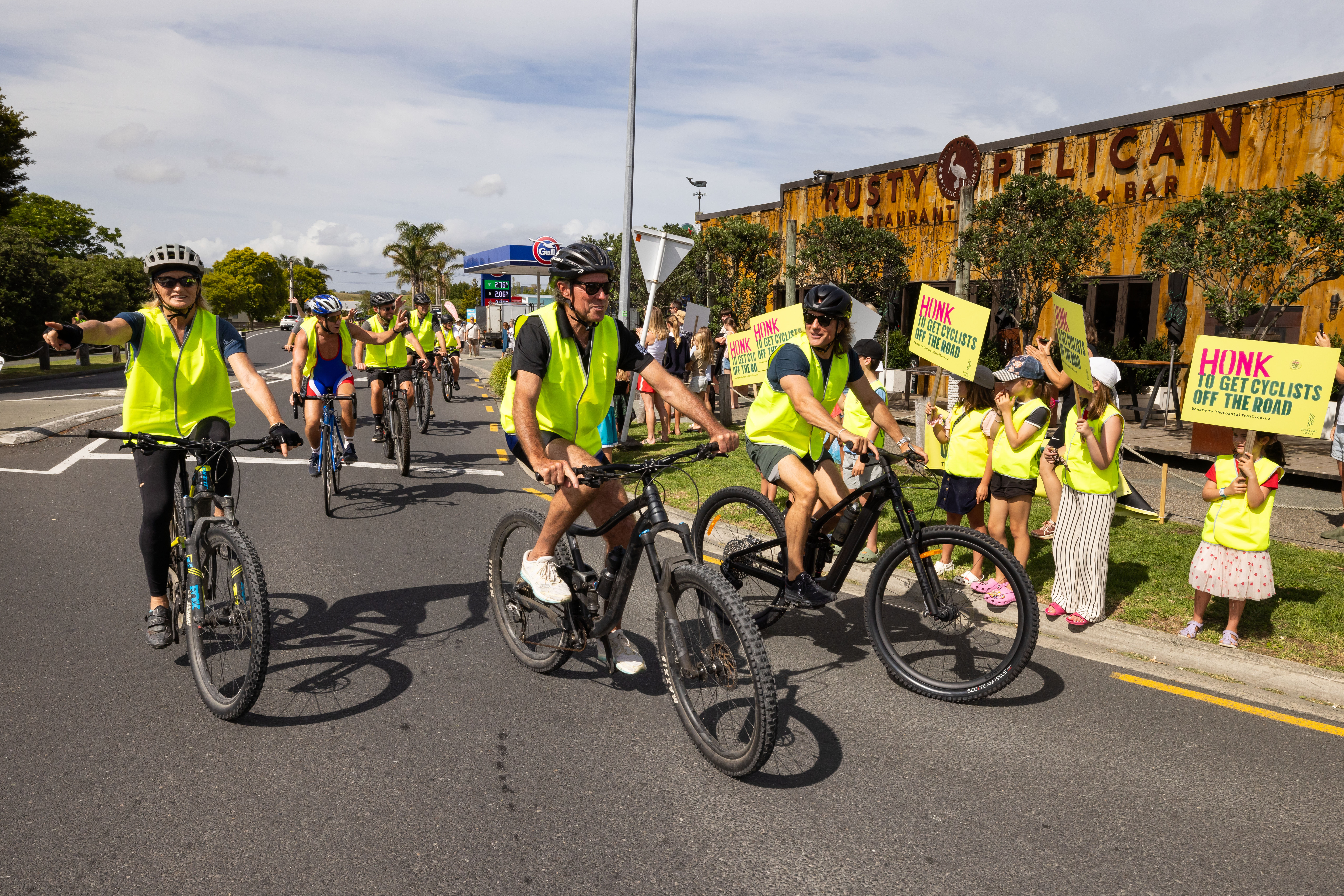 Fifty local cyclists took to the roads of Matakana in a bold and unconventional protest against themselves. Photo / Brett Phibbs, PhibbsVisuals