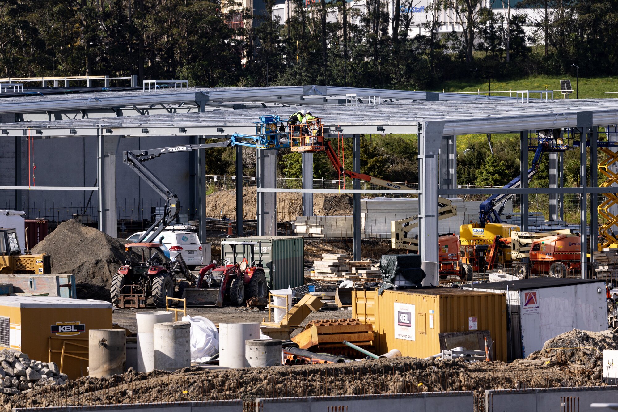 Foundations, roof, walls - all on at Westgate. Photo / Dean Purcell