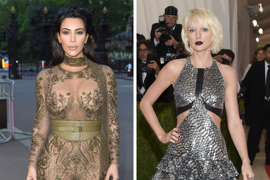 Kim Kardashian (left) appears to be the subject of a new song by Taylor Swift. Photos / Getty Images