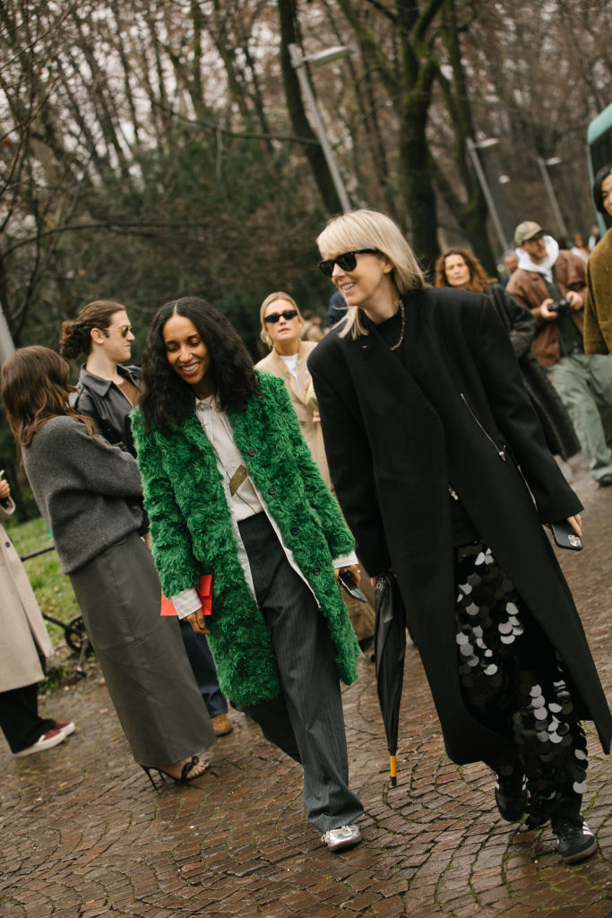 Chioma Nnadi and Laura Ingham, deputy director of Vogue’s global fashion network, at Milan ready-to-wear fashion week in February, 2024. Photo / Getty Images