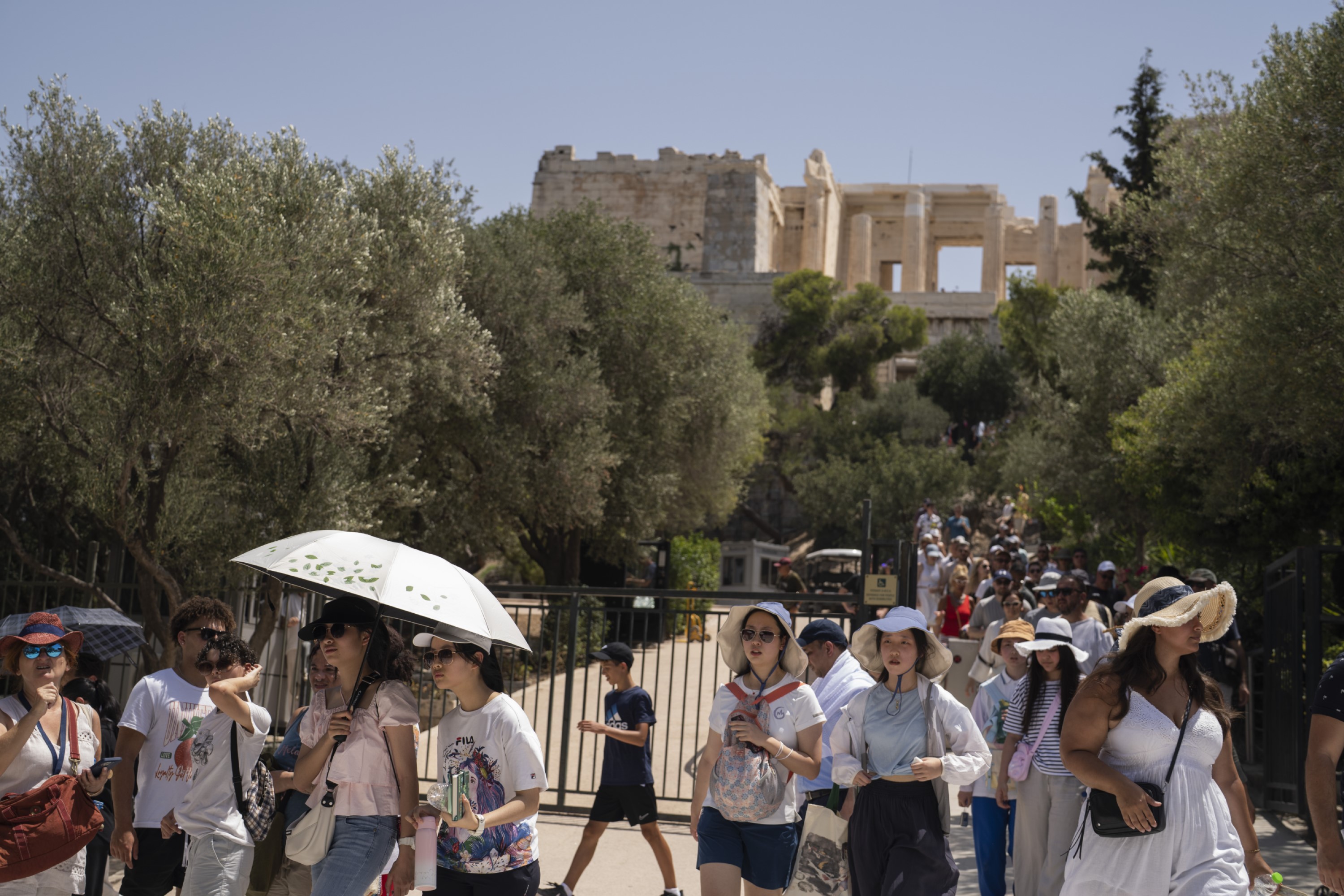 Last month the Greek culture ministry shut down the monument most of the day because of heat. Photo / Petros Giannakouris, AP